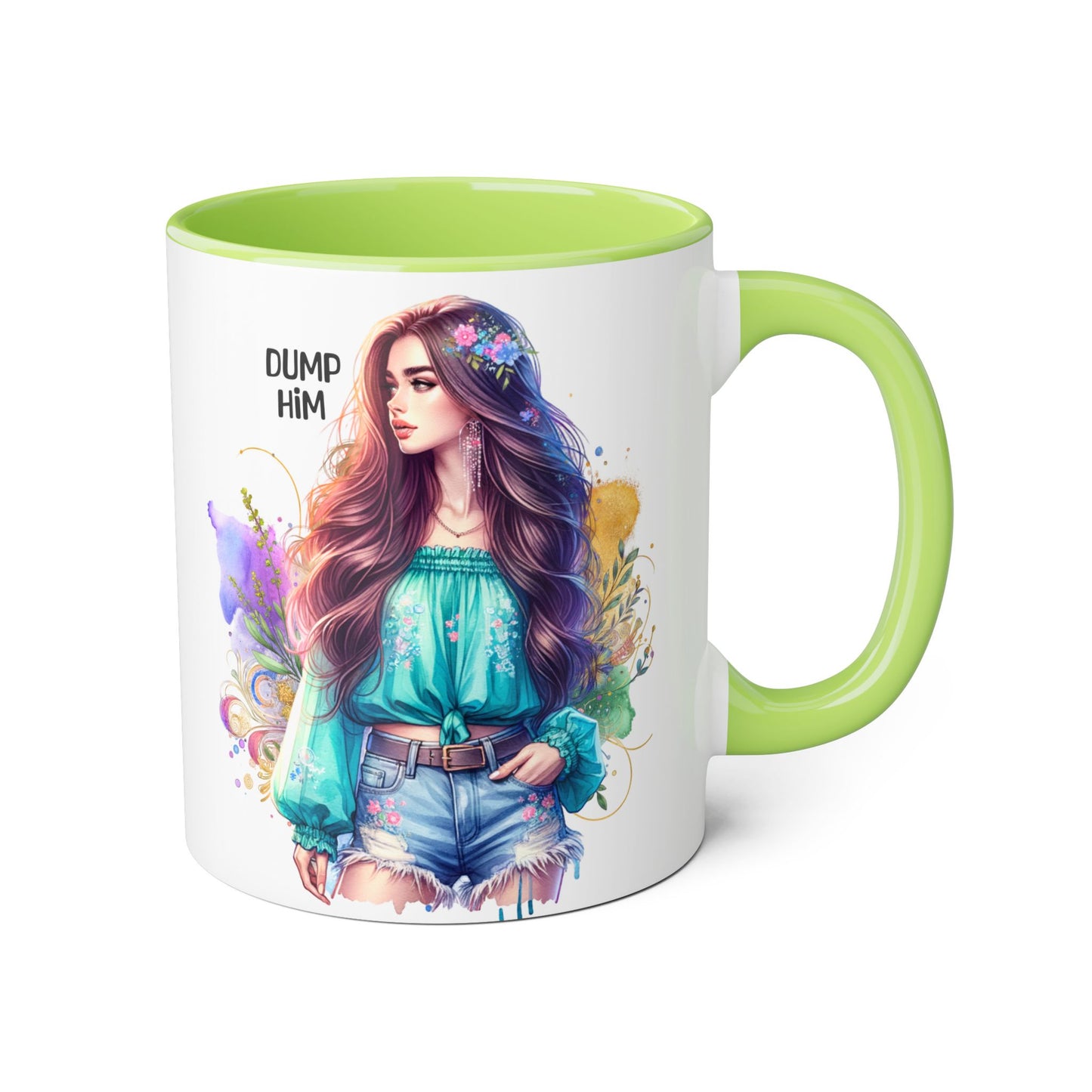 Colorful Dump Him Accent Mug, Inspirational Coffee Cup, Gift for Friends, Motivational Tea Mug, Fun Art Ceramic Cup