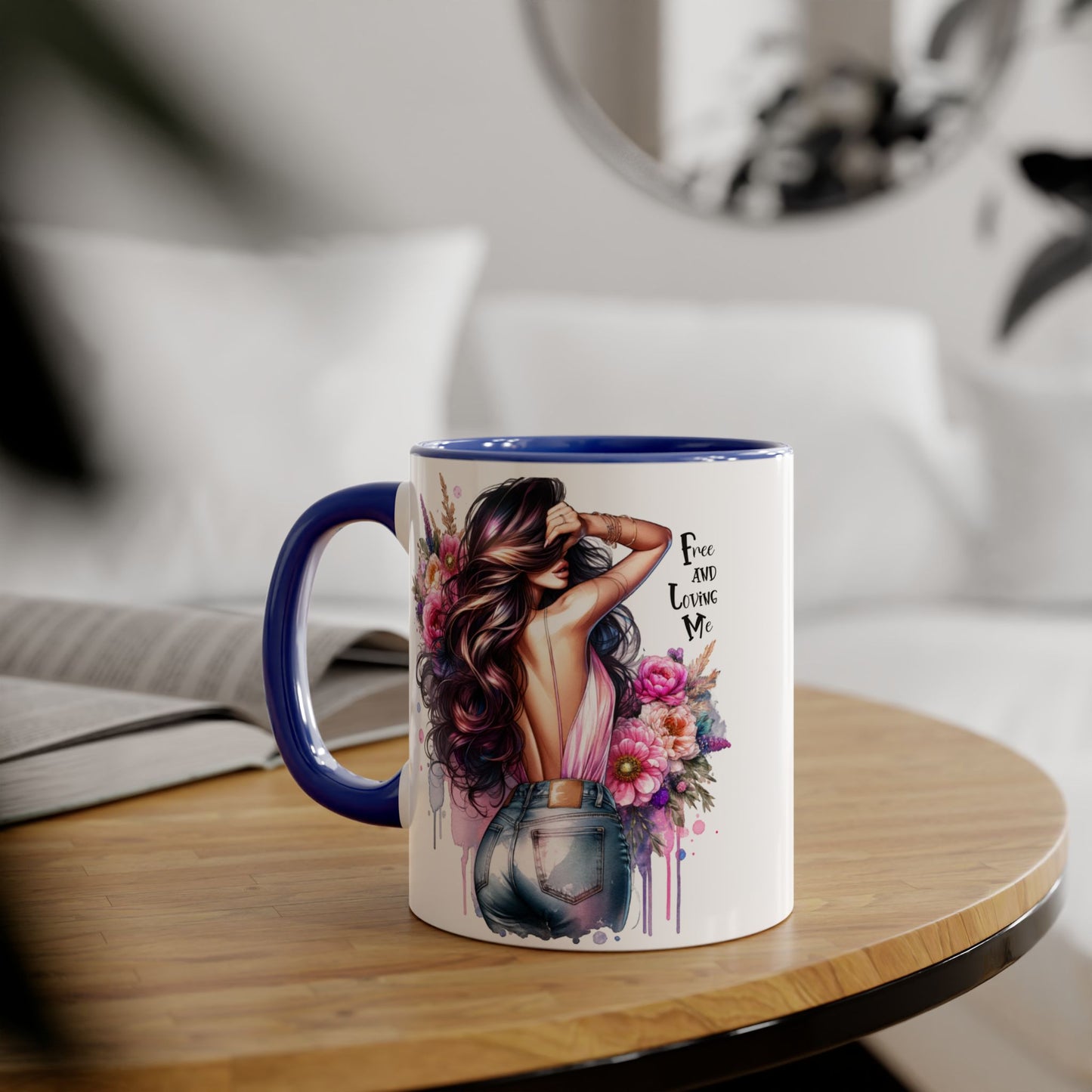 Boho Floral Accent Mug, Empowering Coffee Cup, Gift for Friends, Home Decor, Art Lover's Mug