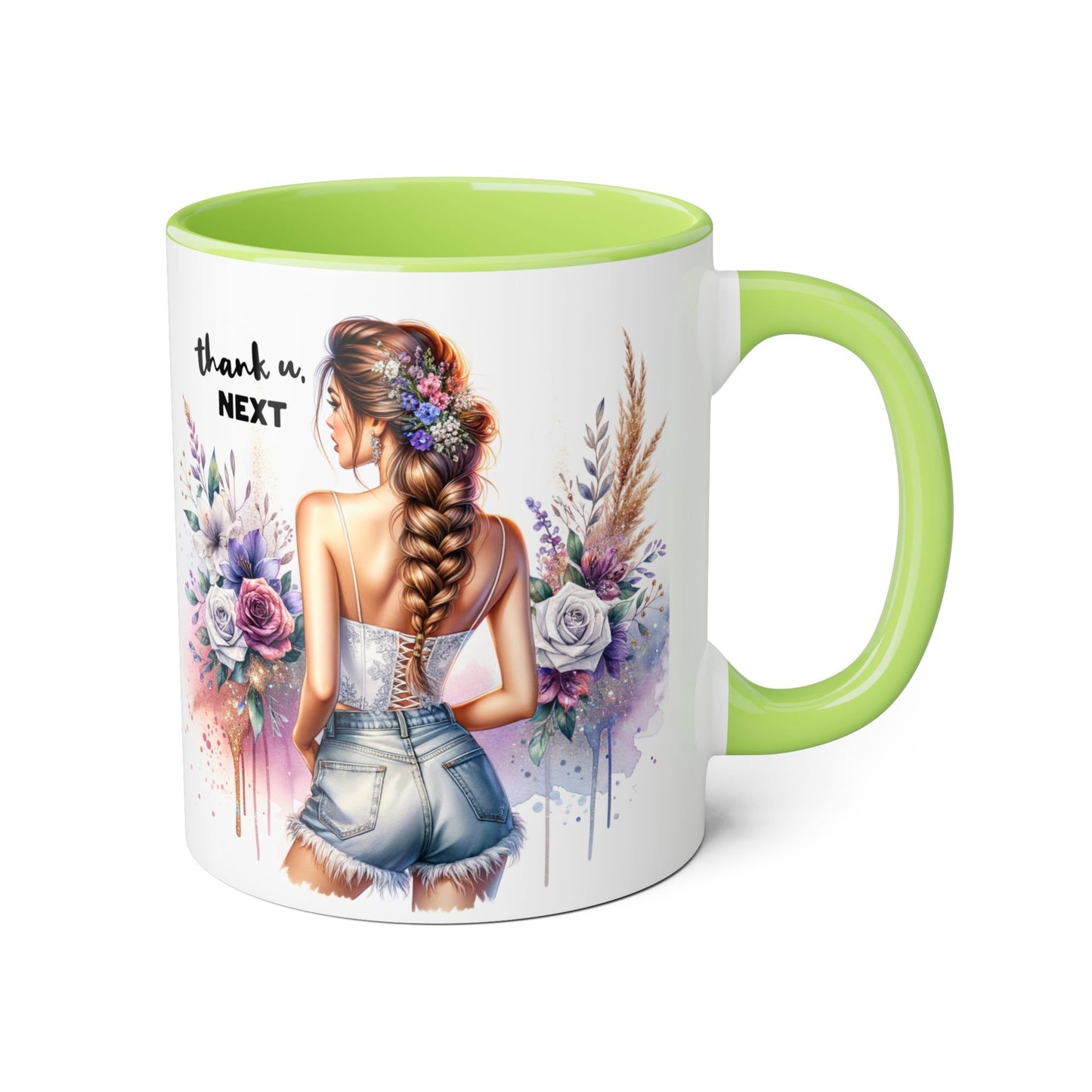 Thank U, Next Boho Inspirational Mug, Coffee Cup, Gift for Friends, Motivational Beverage Holder, Floral Design, Thank U Next