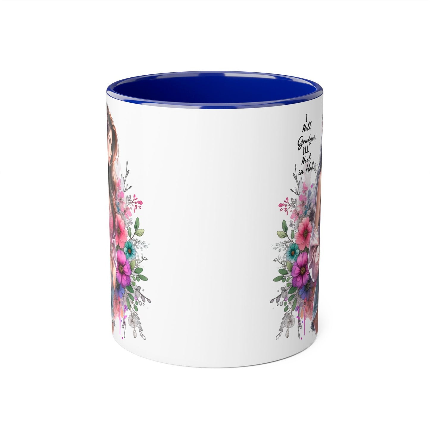 I Hold Grudges, I'll Heal in Hell Humoristic Floral Accent Mug