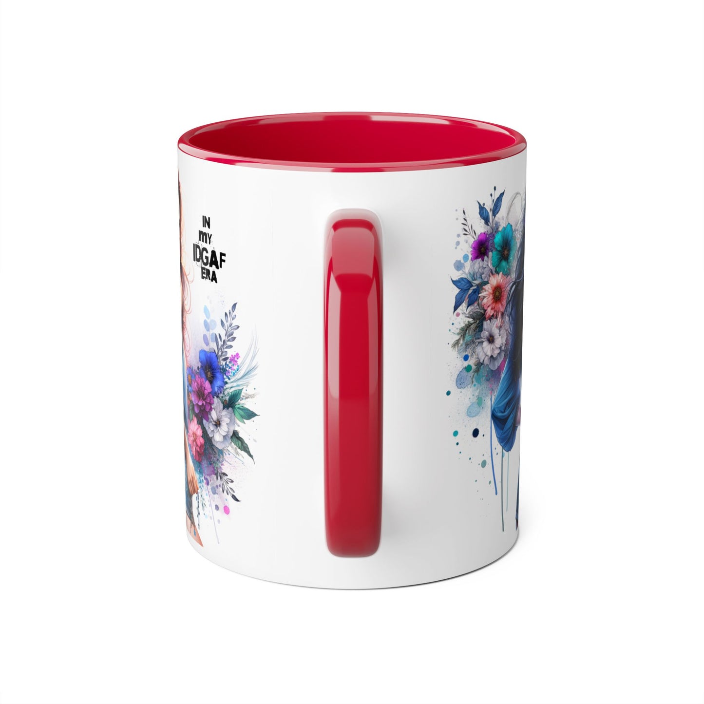 Bold Floral Accent Mug, 11oz | In My IDGAF Era, Ideal for Coffee Lovers, Gift for Her, Boho Decor, Motivational Gift