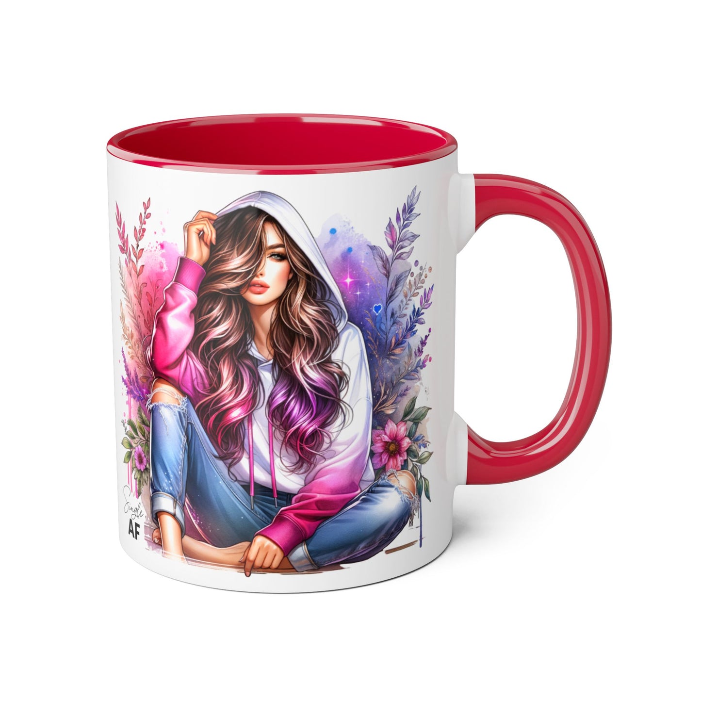 Single AF Stylish Accent Mugs for Coffee Lovers, Floral Art, Inspirational Gift, Appreciation Gift, Home Decor, Unique Mug Design