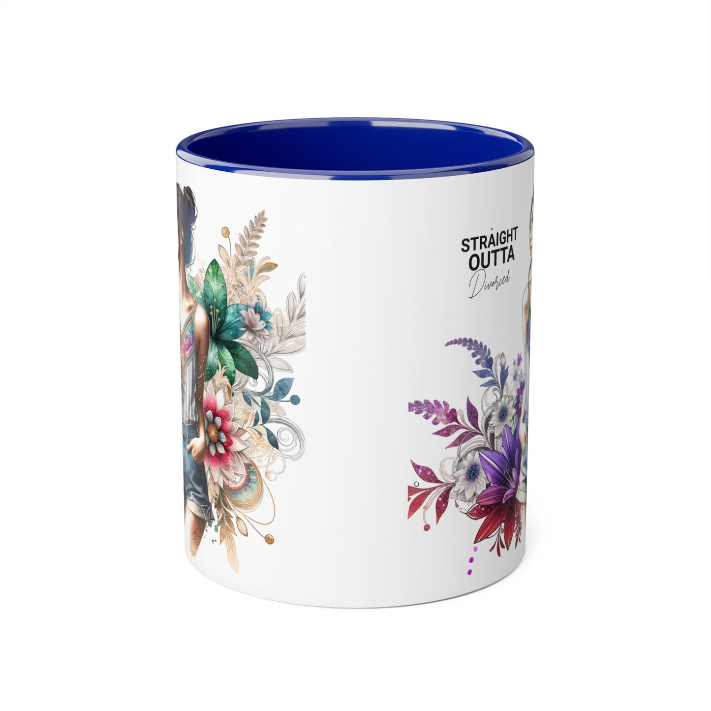 Straight Outta Divorced Humoristic Vibrant Accent Mugs, 11oz - Perfect for Gifts, Home Decor, Coffee Lovers, Birthdays, and Celebrations