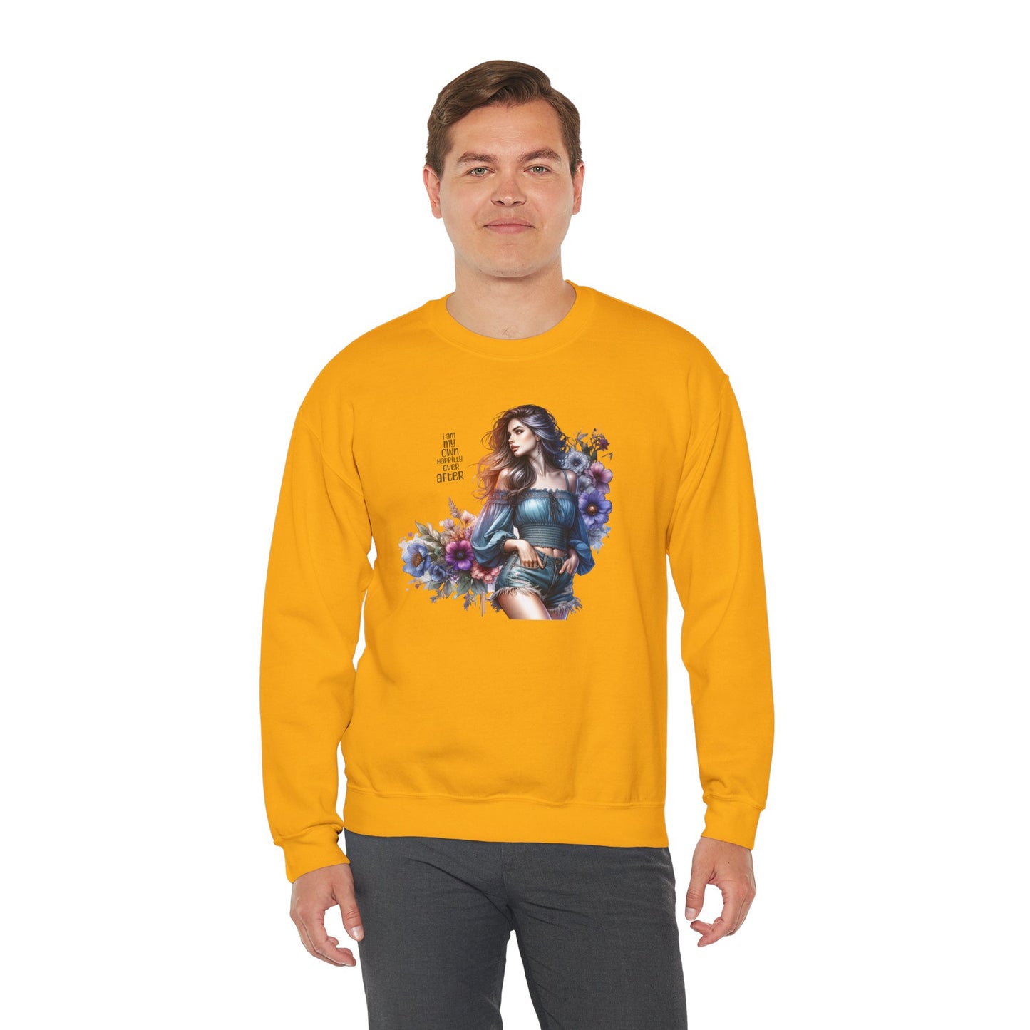 I Am My Own Happily Ever After Floral Aesthetic Crewneck Sweatshirt - Cozy Style for Women, Fashion Top, Gift Idea, Floral Sweatshirt, Spring/Summer Wear