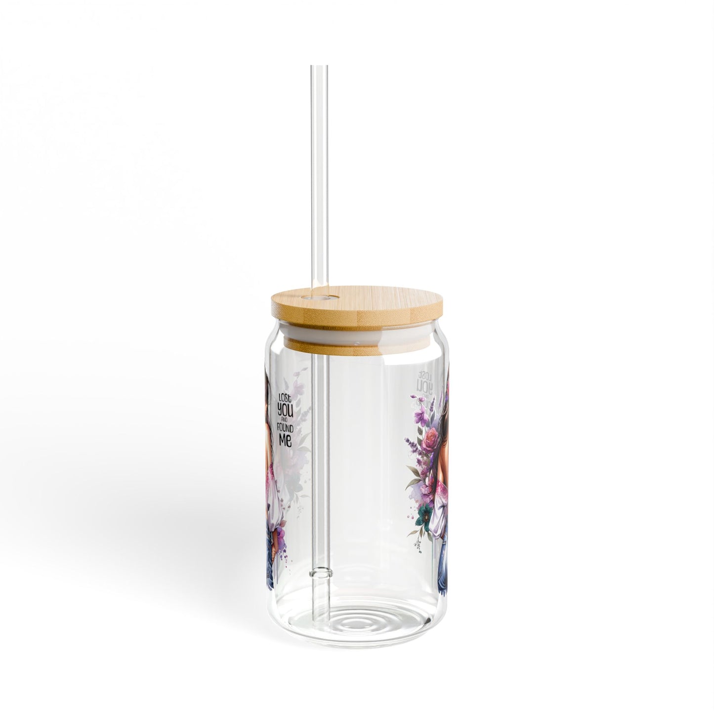 Lost You and Found Me Stylish Sipper Glass, 16oz | Trendy Drinkware for Home, Gifts, Summer Parties, Eco-Friendly, Floral Design