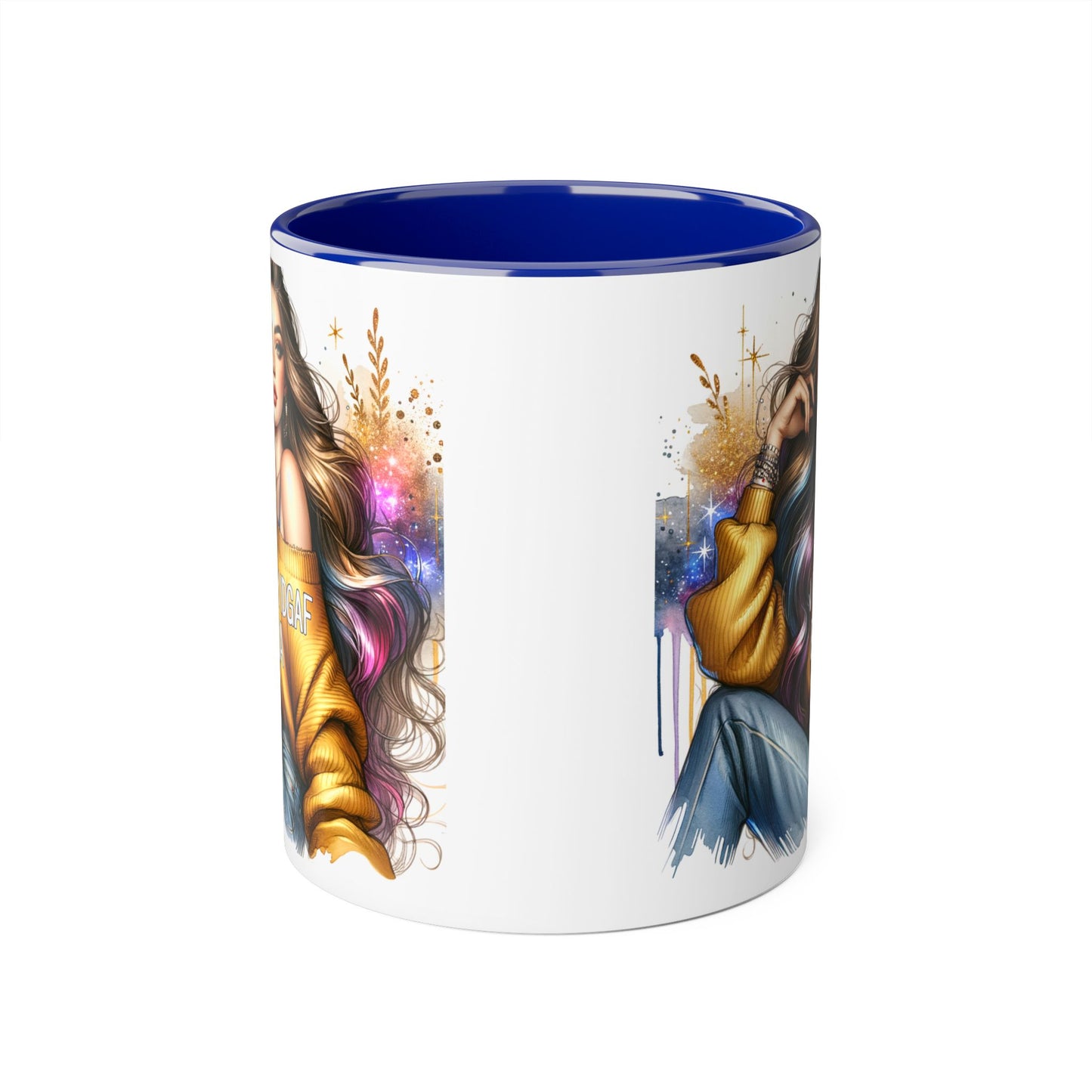 Chic IDGAF Accent Mug, Cool Coffee Cup, Trendy Drinkware, Stylish Gift, Artful Mug for Her