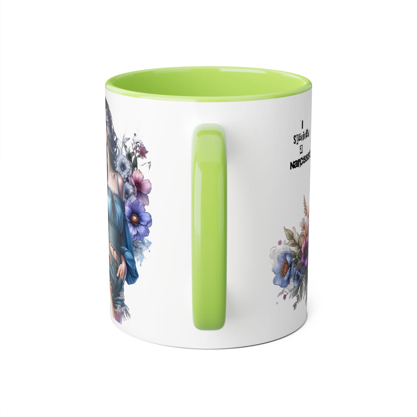I Survived a Narcissist Accent Mug, Inspirational Coffee Cup, Unique Gift for Survivors, Floral Design, Self-Care Drinkware
