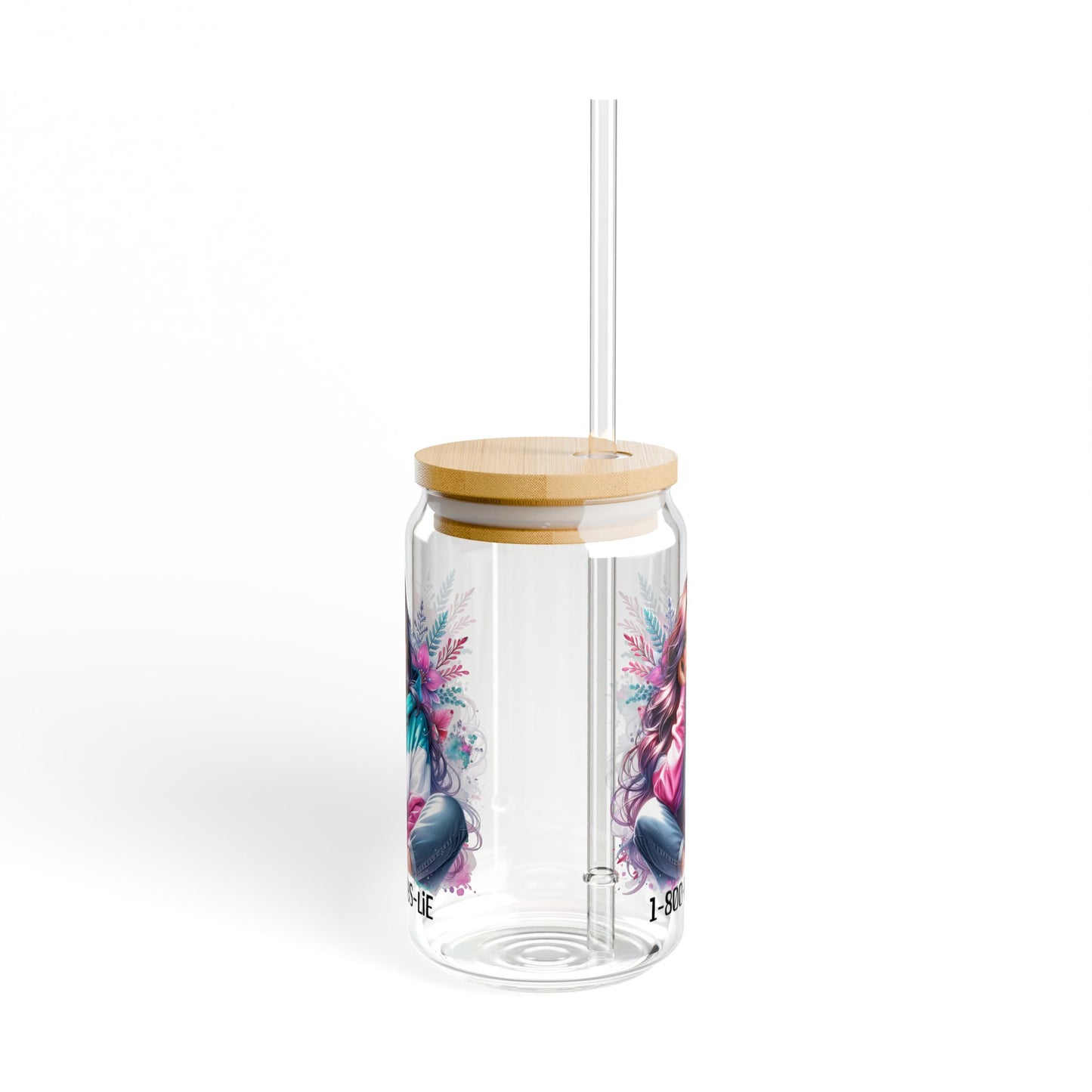 1-800-Boys-Lie Stylish Sipper Glass with Straw, Aesthetic Drinkware for Home, Party, Gifts, Summer Refreshments, Eco-friendly Beverage Container