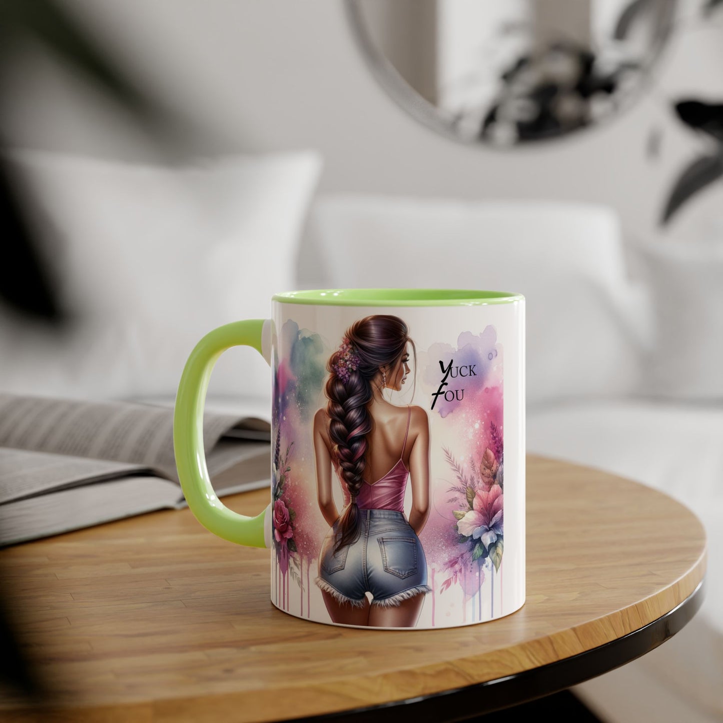Colorful Floral Accent Mug | Yuck Fou Coffee Cup | Unique Gift for Her, Inspirational Drinkware, Fun Tea Mug, Motivational Gift