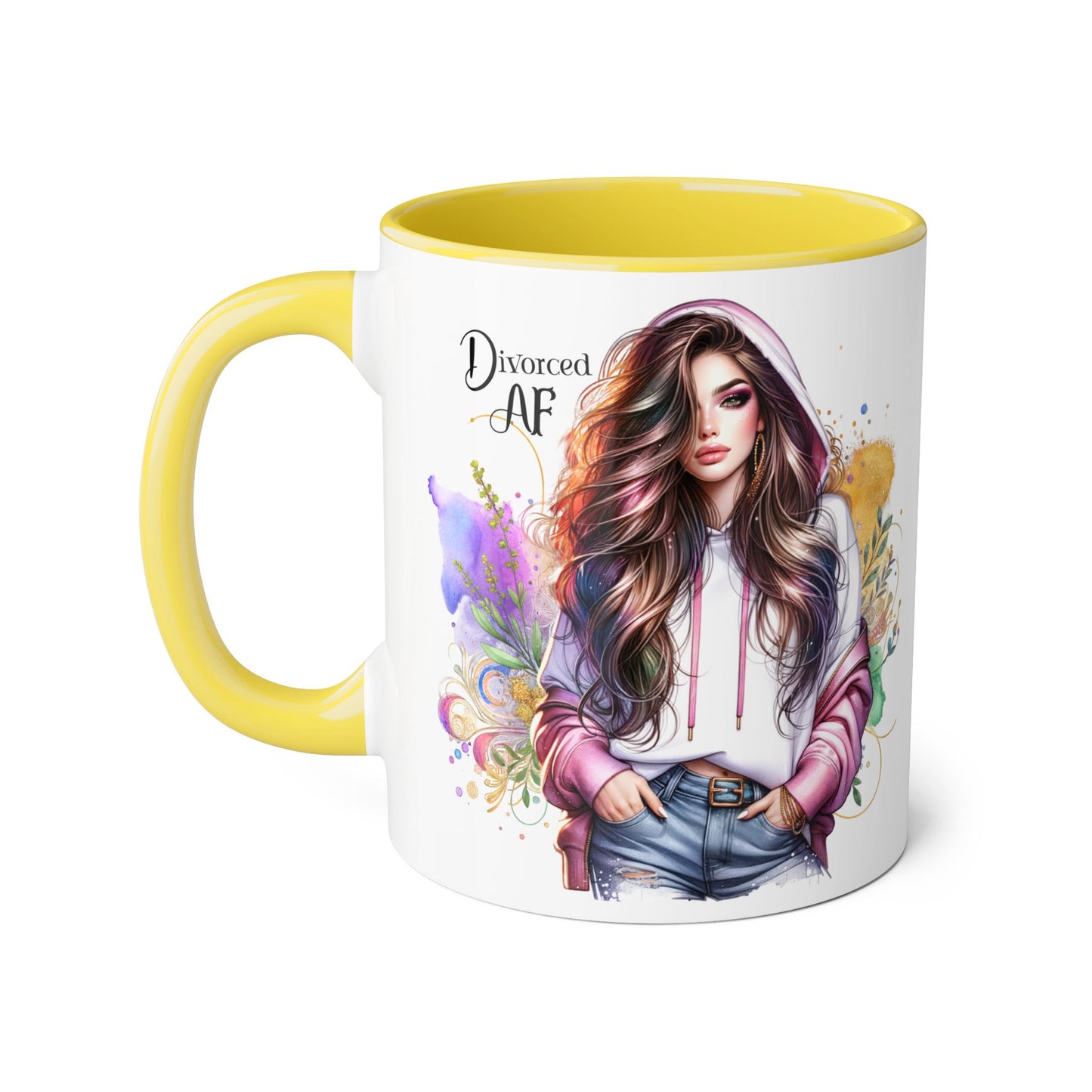 Divorced AF Accent Mug, 11oz - Empowering Coffee Cup for Strong Women, Gift for Divorcee, Self-Care Mug, Celebrate New Beginnings