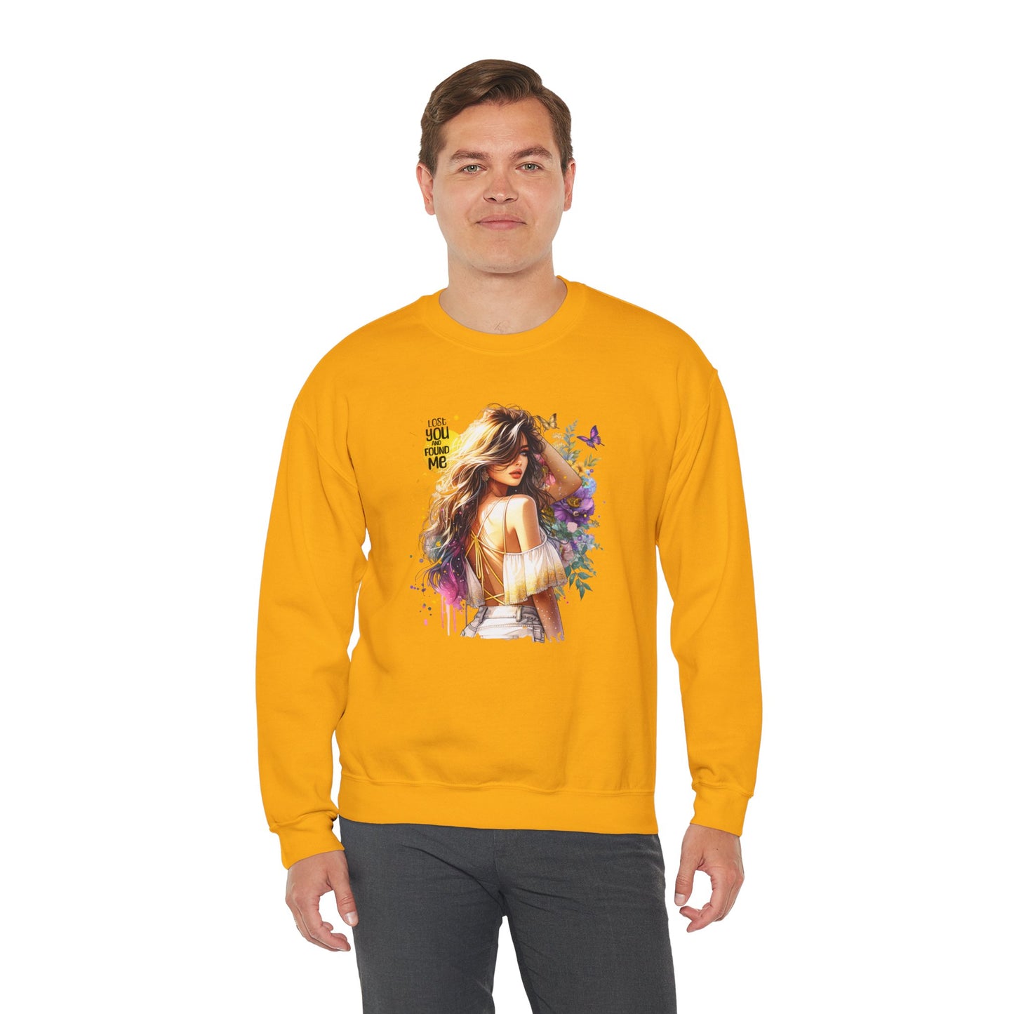 Lost You And Found Me Bohemian-Themed Crewneck Sweatshirt with Floral Design, Cozy Casual Wear, Gift for Her, Everyday Comfort, Family Gatherings, Spring Fashion