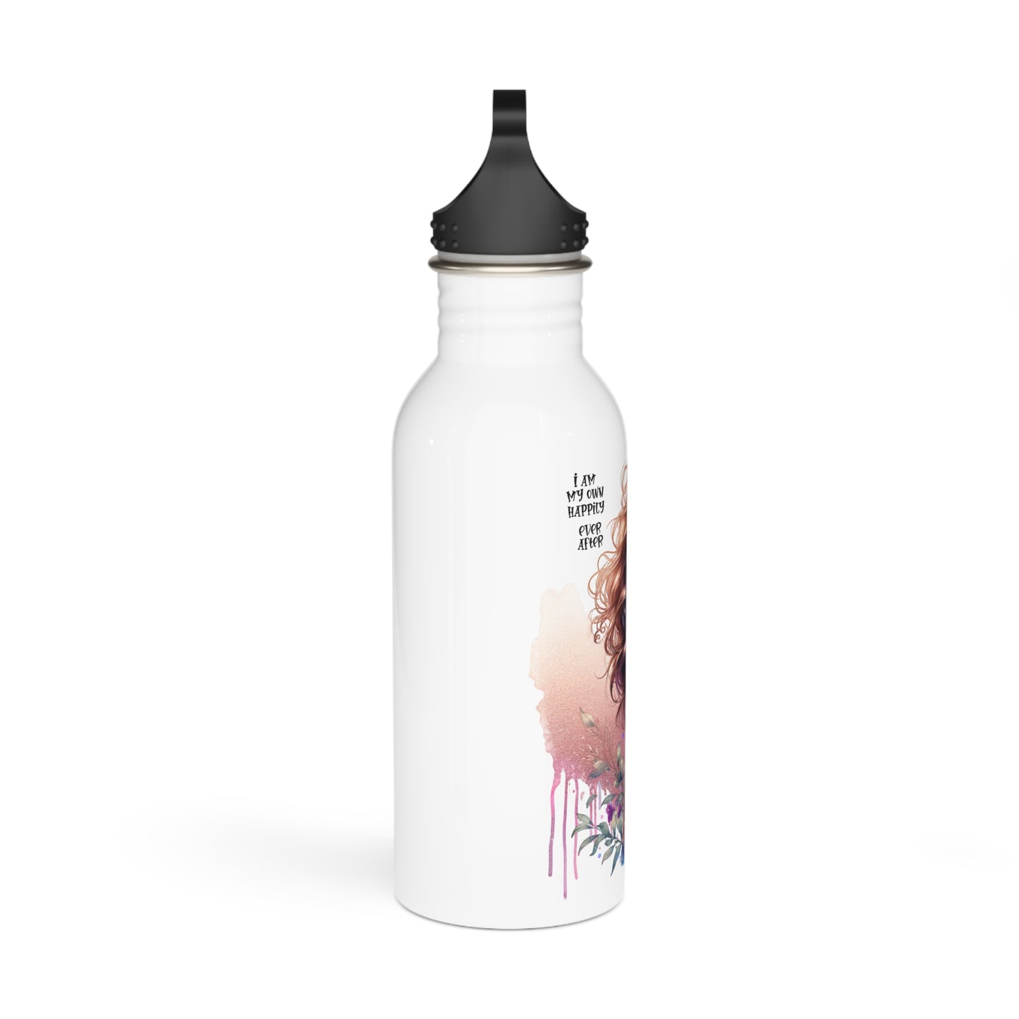 I Am My Own Happily Ever After Floral Art Stainless Steel Water Bottle - Inspirational Quote for Water Lovers