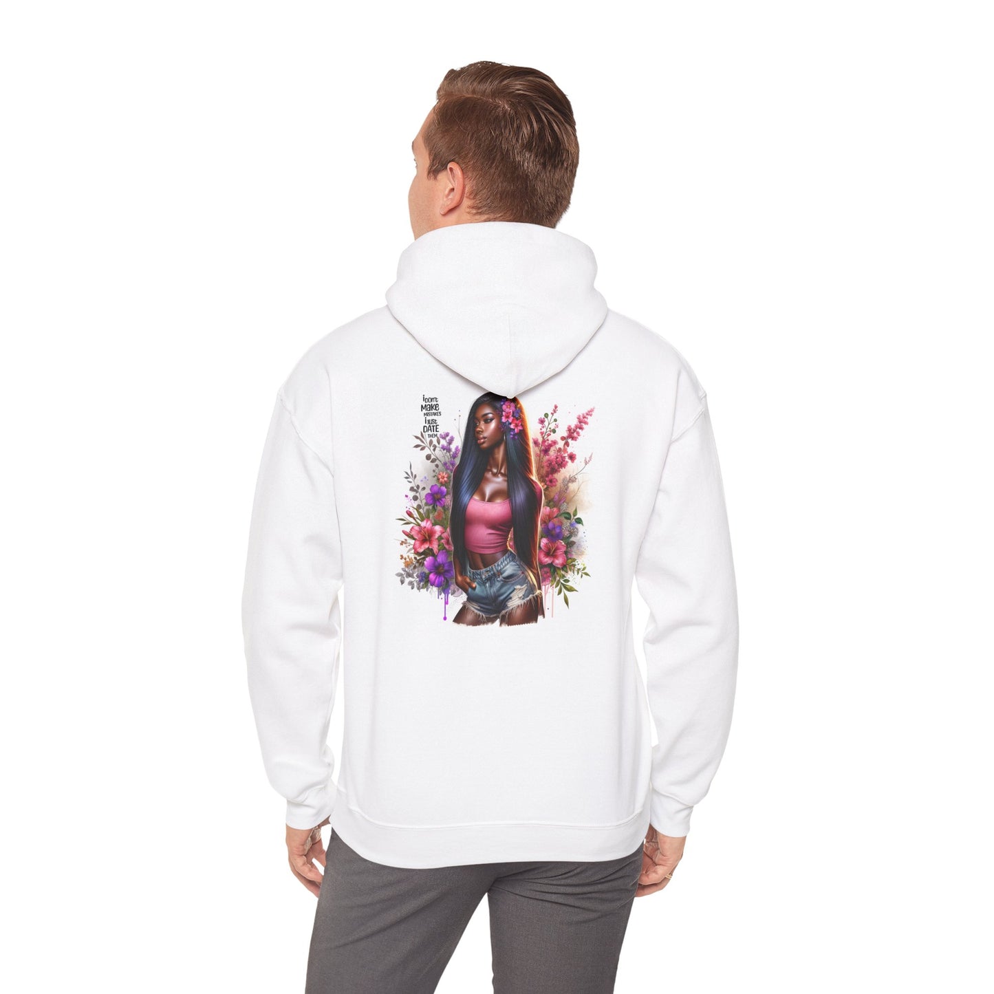 I Don`t Make Mistake, I Just Date Them Floral Print Unisex Hoodie, Cozy Pullover, Casual Wear for Every Occasion, Perfect Gift for Birthdays, Anniversaries, Street Style