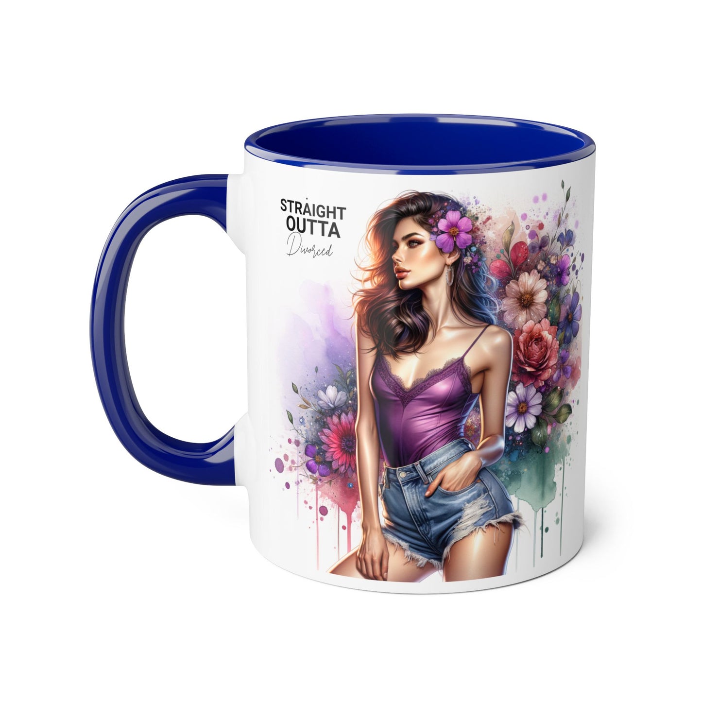 Straight Outta Divorced Humoristic Floral Art Accent Mug, Straight Outta, Gift for Her, Coffee Lover, Home Décor, Unique Tea Cup, Birthday Present