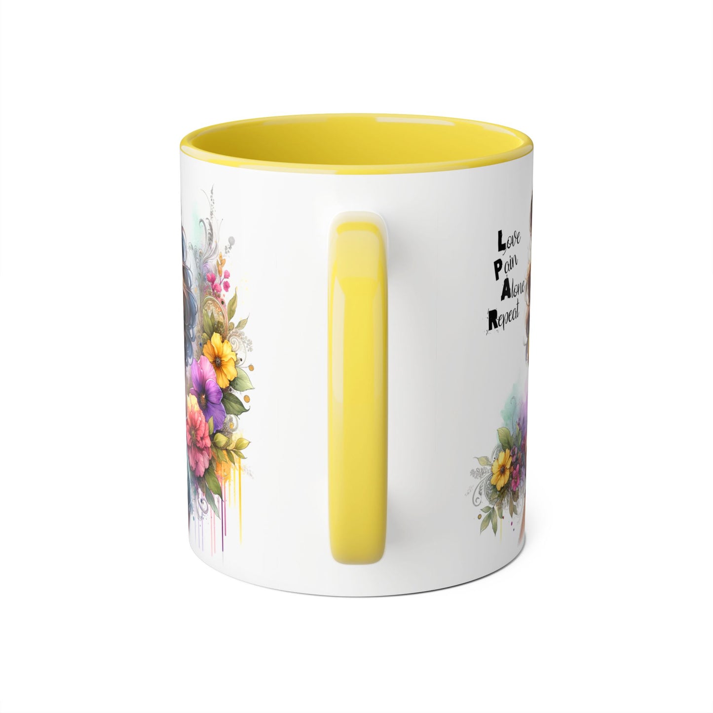 Colorful Floral Accent Mug with Inspirational Quote