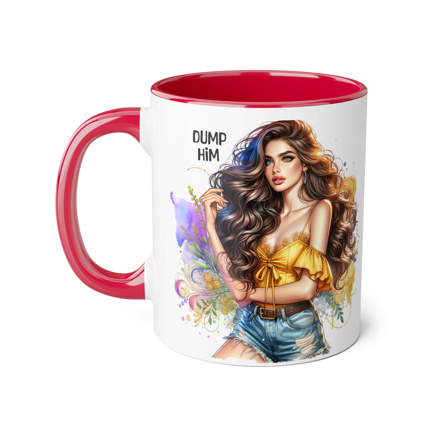 Sassy Accent Mug, Perfect Gift for Coffee Lovers, Celebrate Friendship, Dump Him Design, Stylish 11oz Coffee Cup, Unique Feminine Drinkware