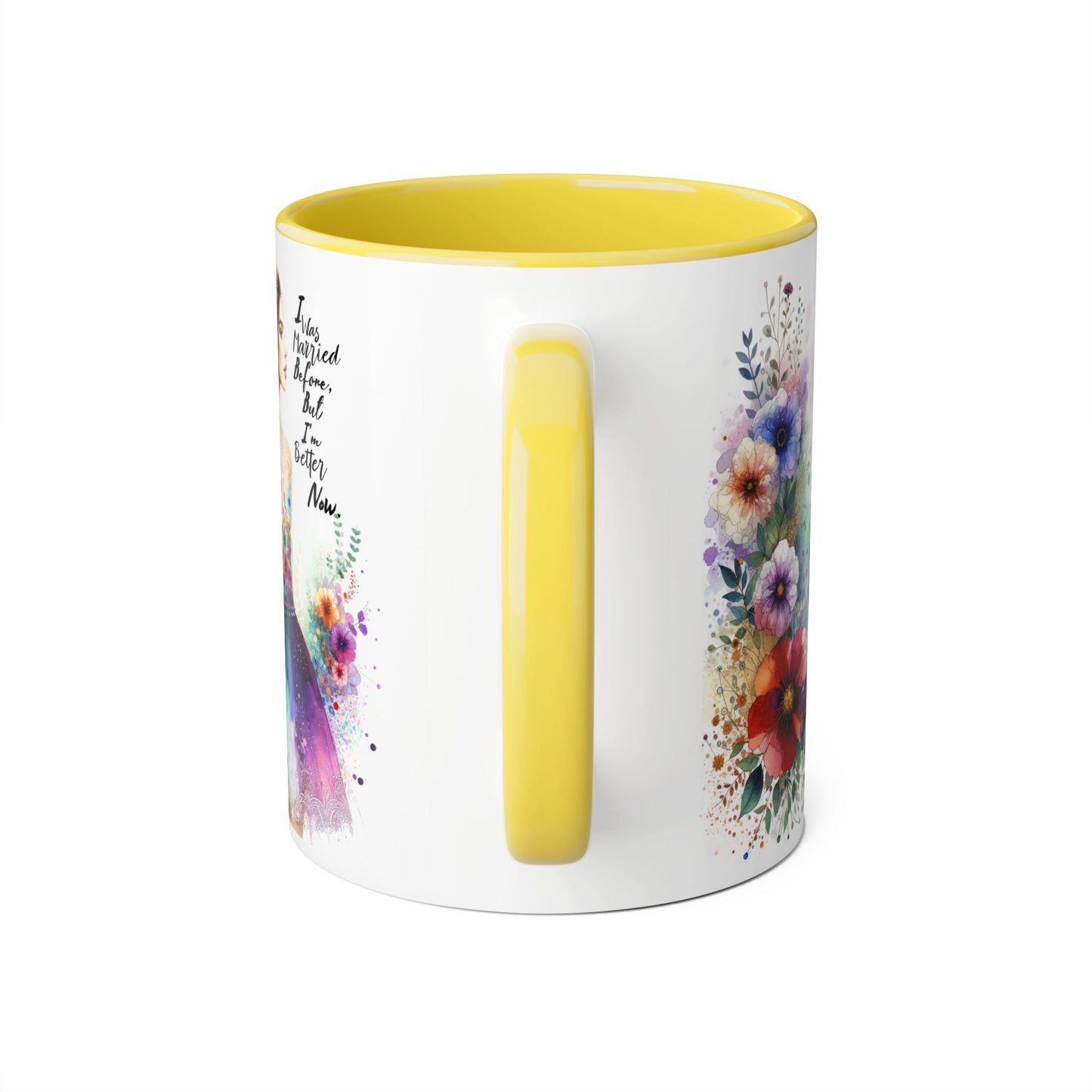 I Was Married Before But I'm Better Now Humoristic Floral Art Accent Mug - Inspiring Gift for Art Lovers, Coffee and Tea Drinkers, Home Decor, Mother's Day, Birthday