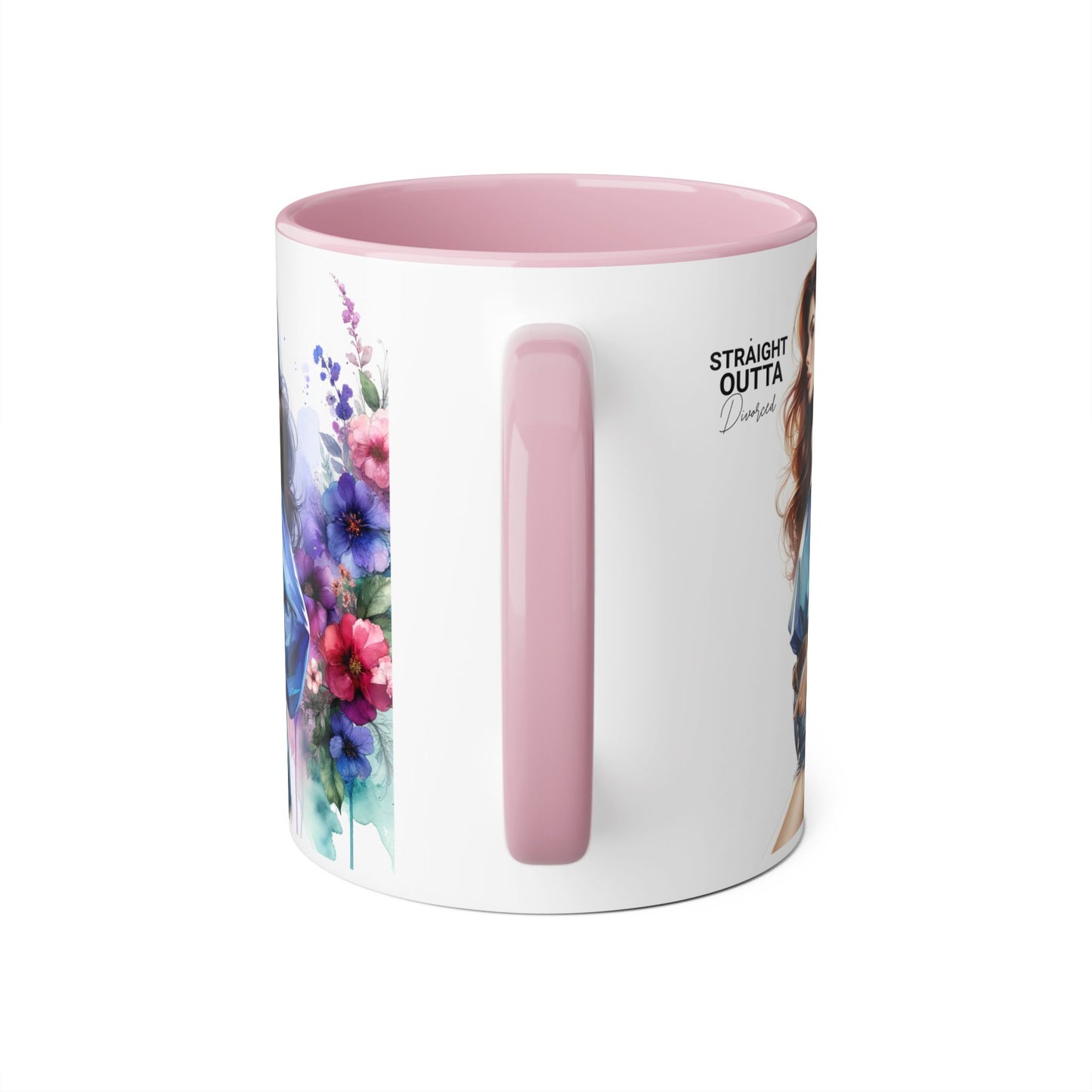 Straight Outta Divorced Humoristic Artistic Accent Mug, Personalized Gift for Coffee Lovers, Floral Design Mug, Straight Outta Mug, Creative Kitchenware, Unique Home Decor