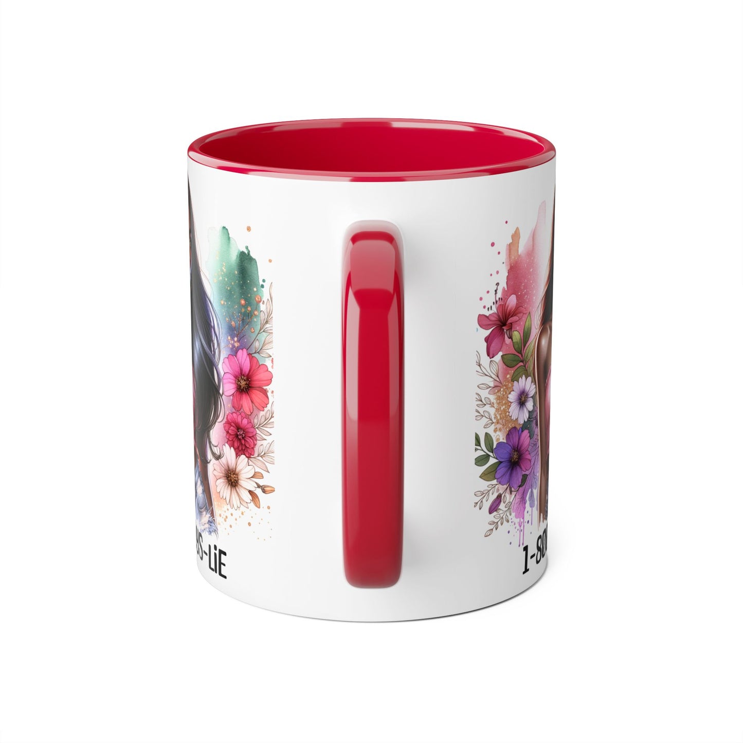 1-800-BOYS-LIE Stylish Floral Accent Mug, 11oz Coffee Mug, Gift for Her, Trendy Drinkware, Unique Birthday Present, Coffee Lover's Companion