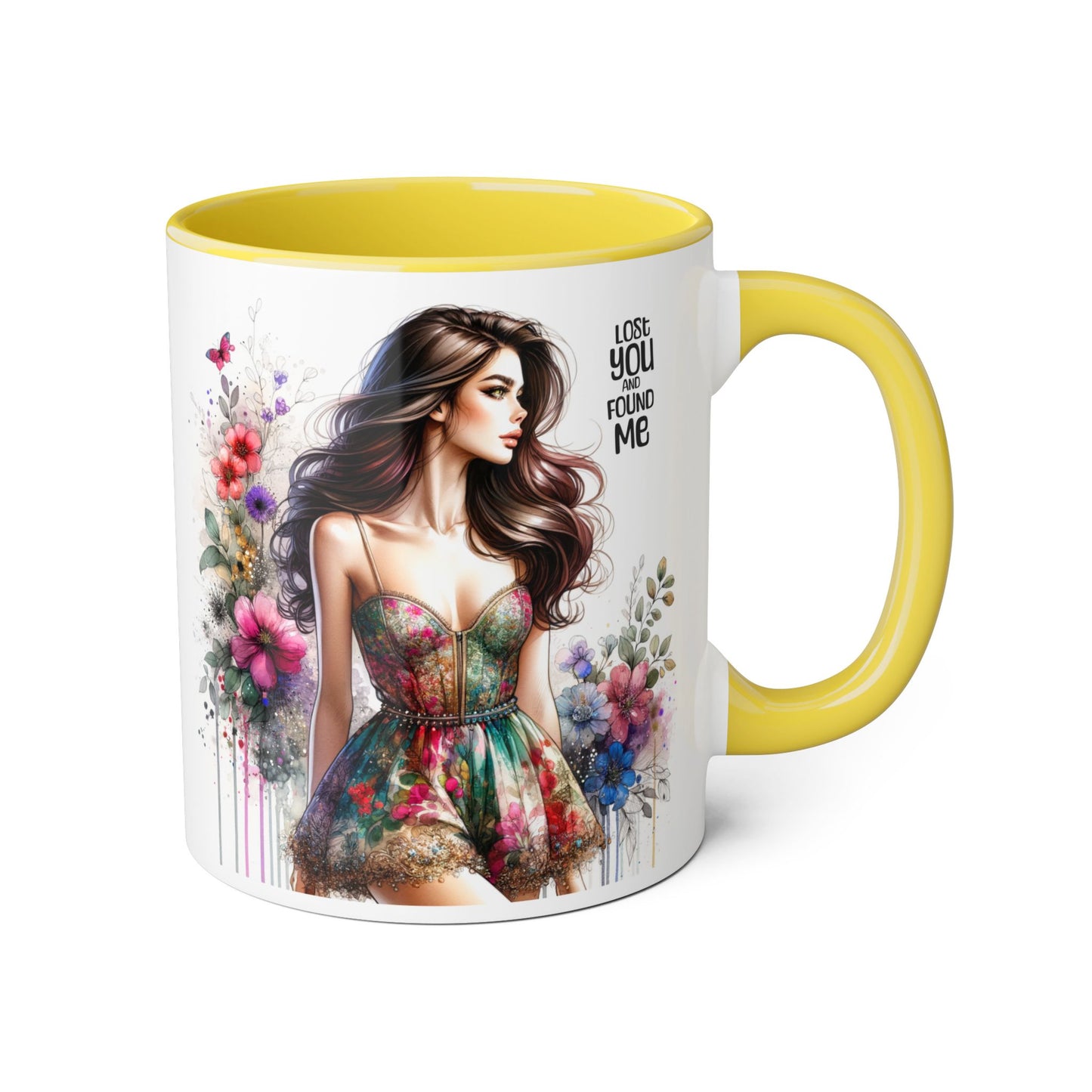 Lost You and Found Me Floral Accent Mug, Coffee Cup Gift for Her, Inspirational Drinkware, Home Decor, Birthday Present
