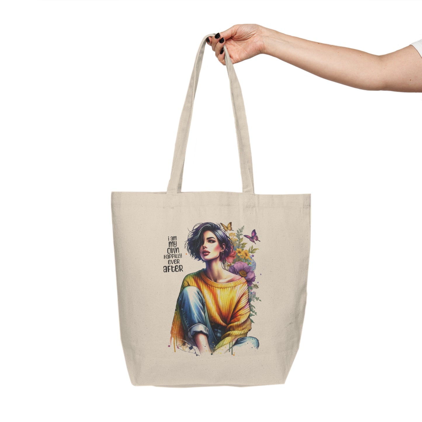 I Am My Own Happily Ever After Stylish Inspirational Canvas Tote Bag for Everyday Use, Eco-Friendly Shopper, Gift for Her, Motivational Shopper's Tote