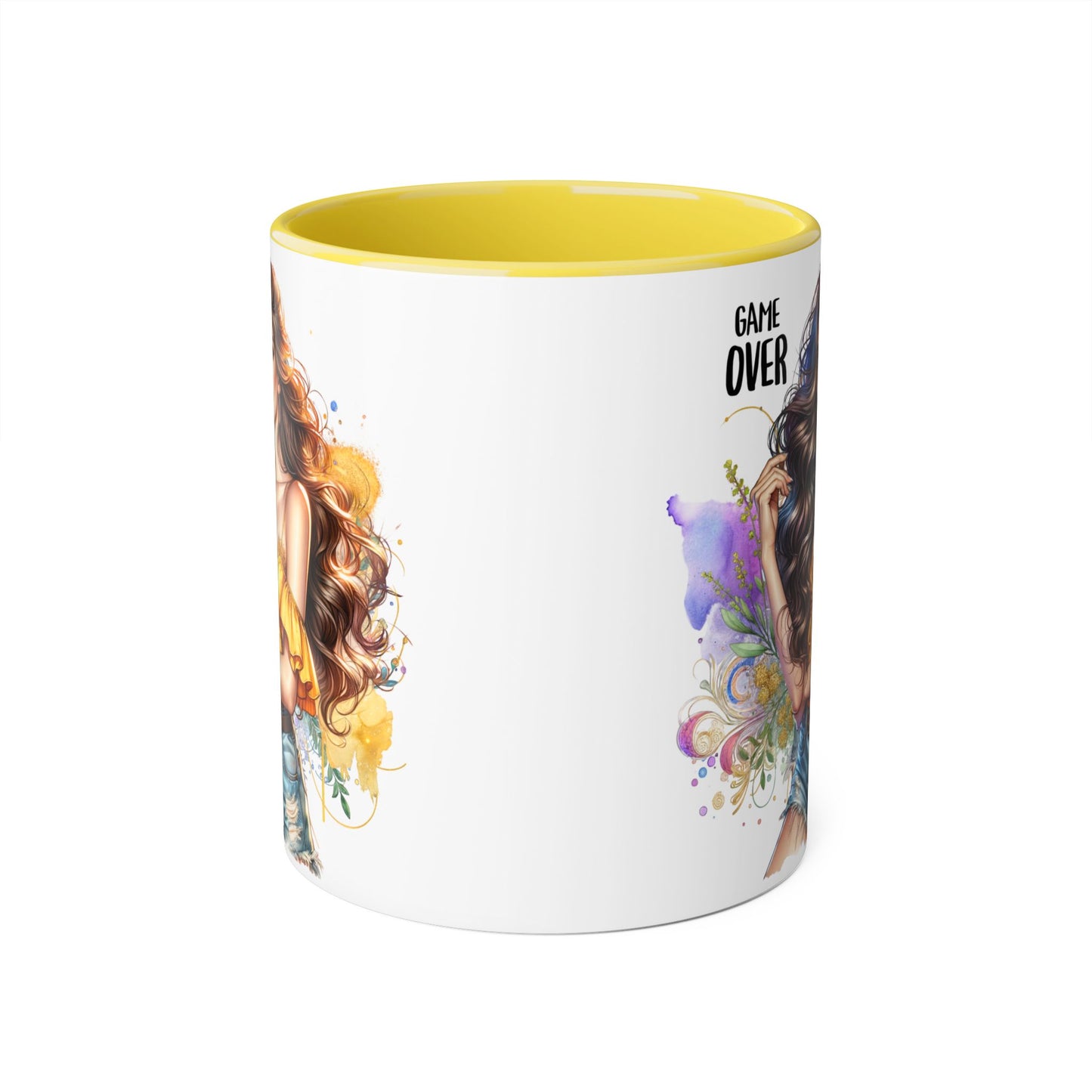 Game Over Accent Mug, 11oz Coffee Cup for Gaming Lovers, Unique Gift for Her, Fun Drinkware for Celebrations, Stylish Tea Mug