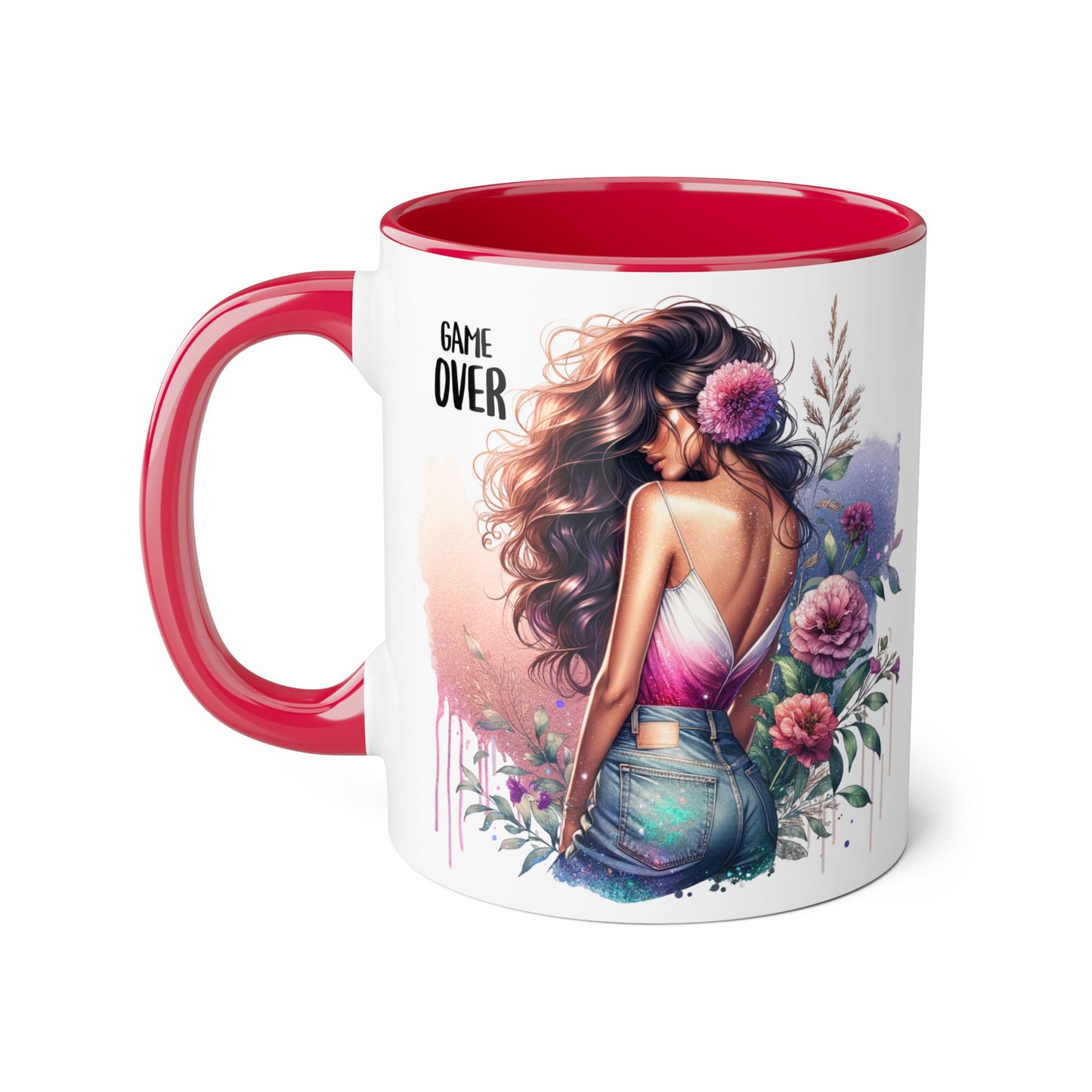 Boho Chic Accent Mug - Perfect Gift for Coffee Lovers, Home Decor, Floral Art, Unique Design, Game Over Theme