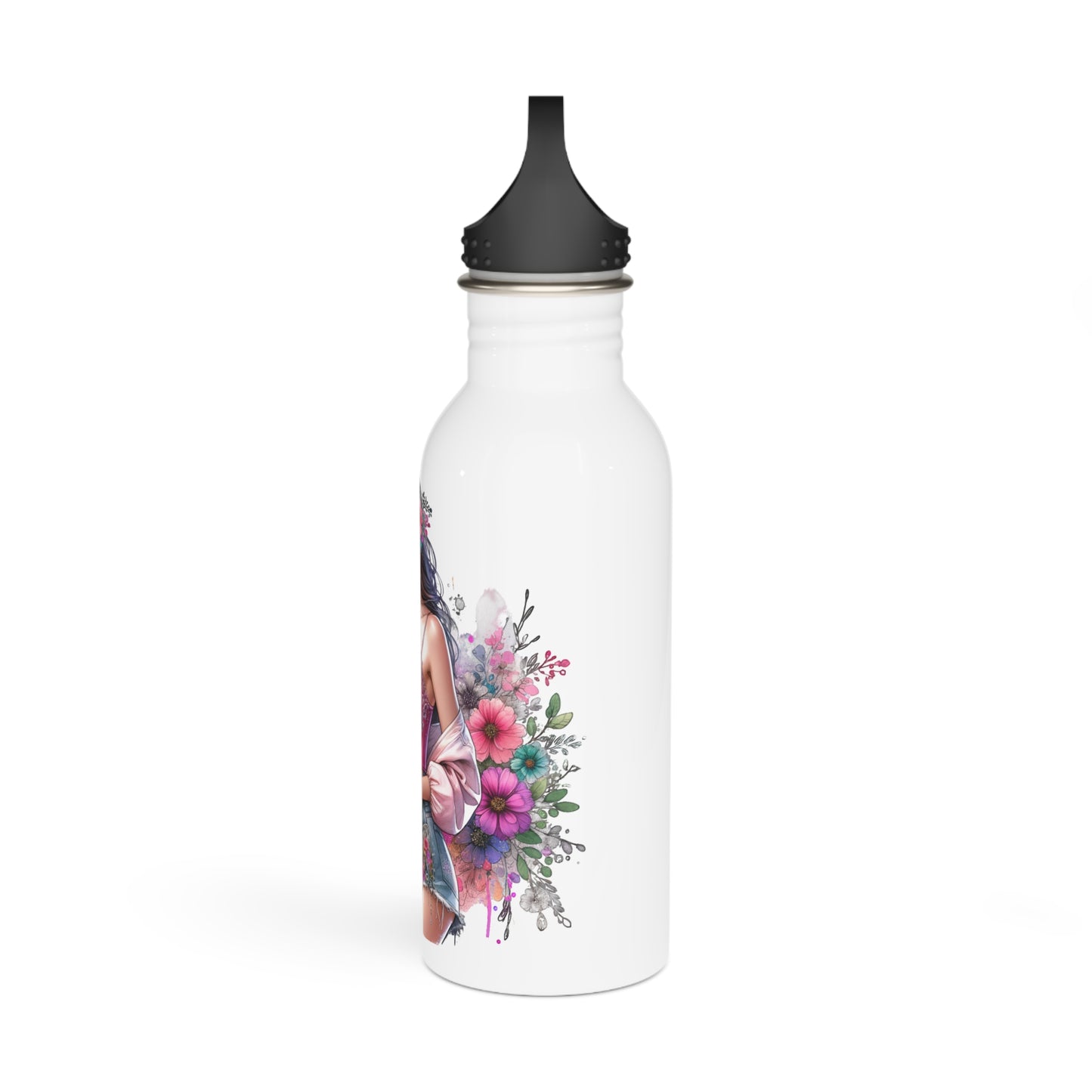 I Am My Own Happily Ever After Floral Art Stainless Steel Water Bottle - Inspirational Design for Stylish Hydration