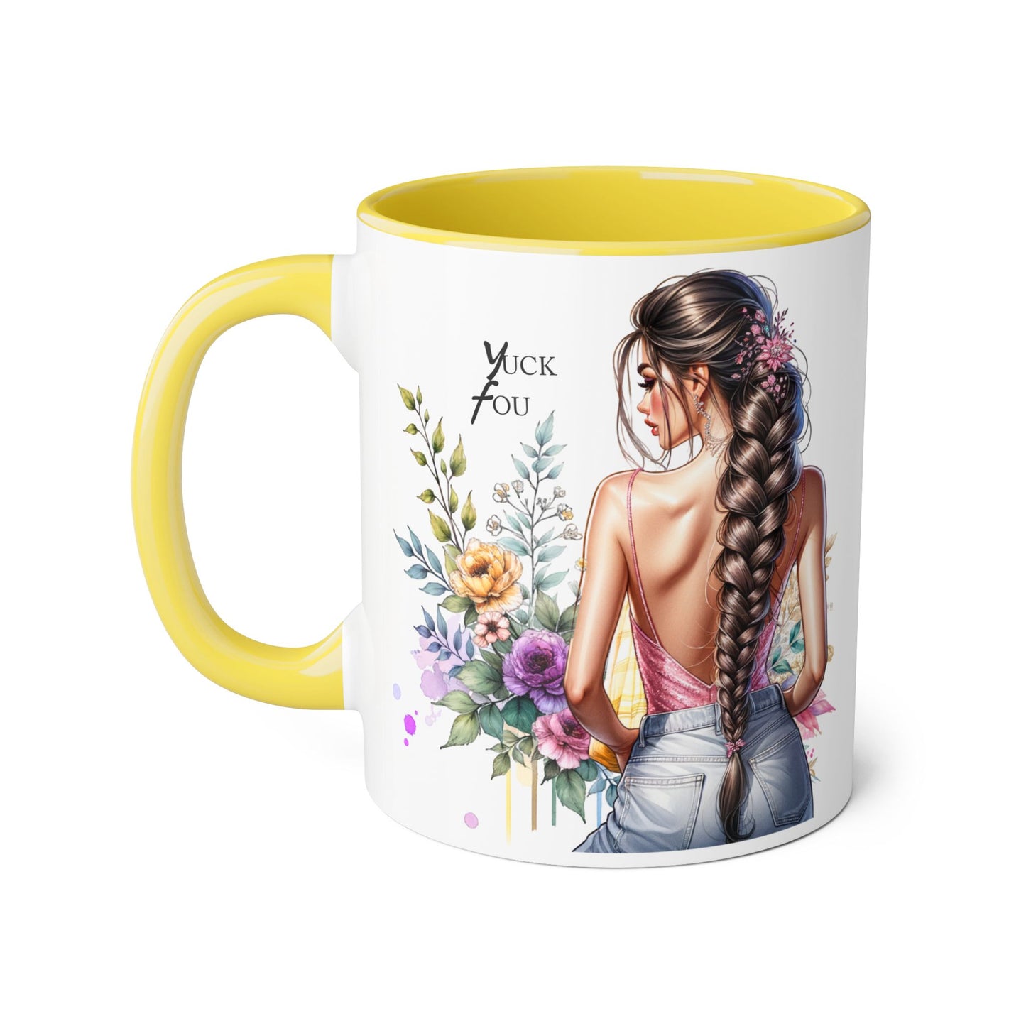 Yuck Fou Floral Art Accent Mug, Inspirational Coffee Cup, Unique Gift for Her, Mother’s Day Present, Home Decor, Art Lover Mug
