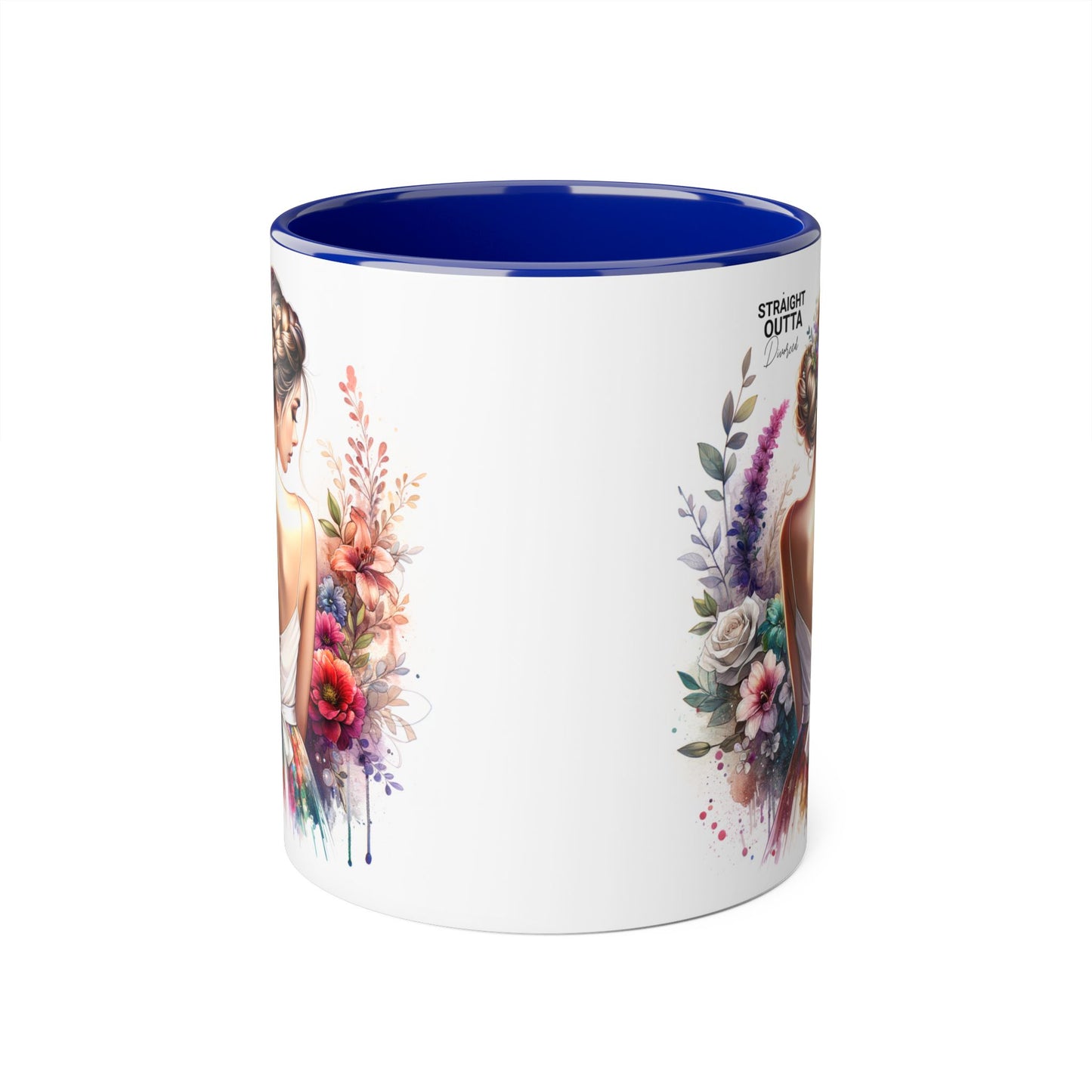 Straight Outta Divorced Humoristic Boho Floral Accent Mug, Inspirational Gift, Coffee Lover's Cup, Unique Art Mug, Straight Outta Beautiful, Personalized Drinkware