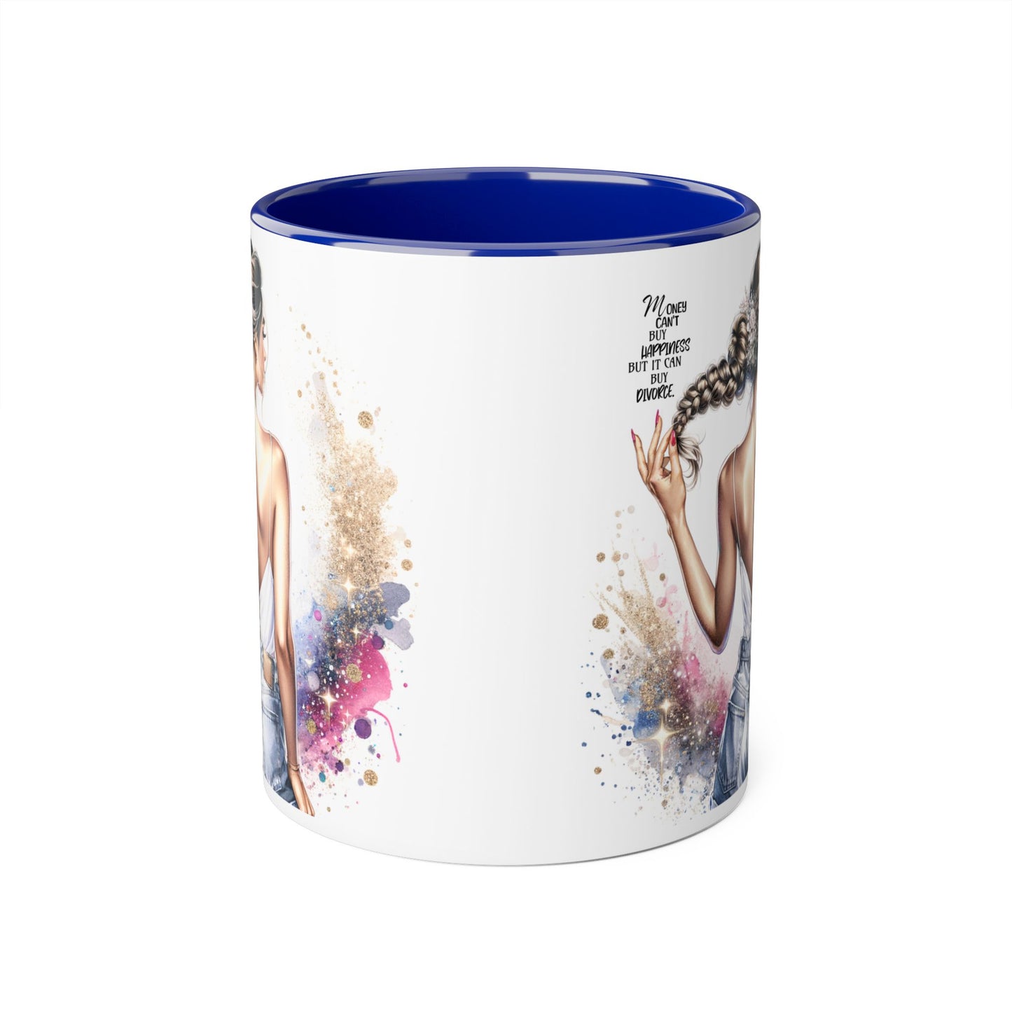 Money Can't Buy Happiness But It Can Buy Divorce Humoristic Inspirational Accent Mug, 11oz Coffee Cup, Unique Gifts, Motivational Drinkware, Home Office Decor