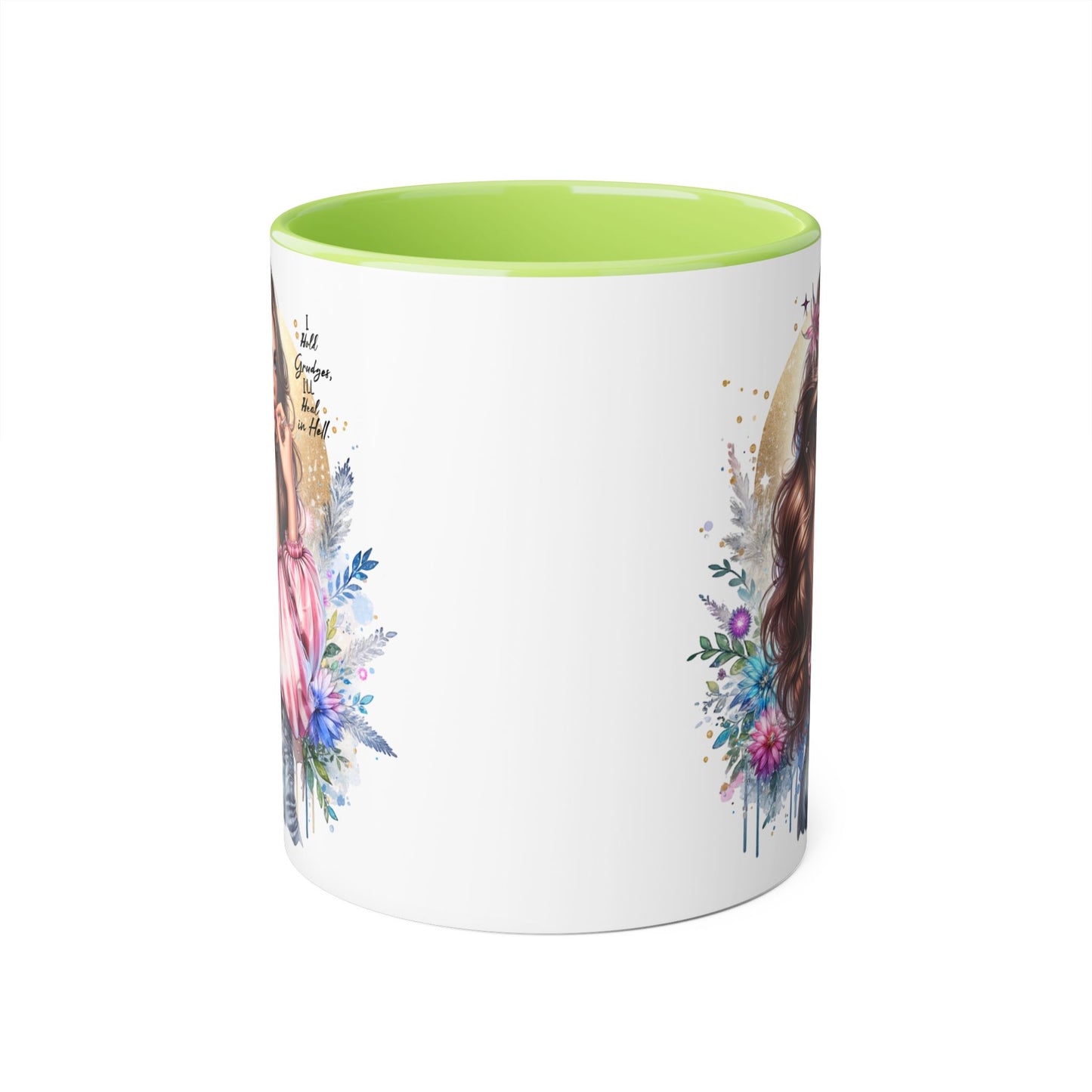 I Hold Grudges, I'll Heal in Hell Stylish Accent Mug, Floral Coffee Cup, Gift for Her, Tea Time Essentials, Boho Chic Mug, Perfect for Birthdays, Casual Everyday Use