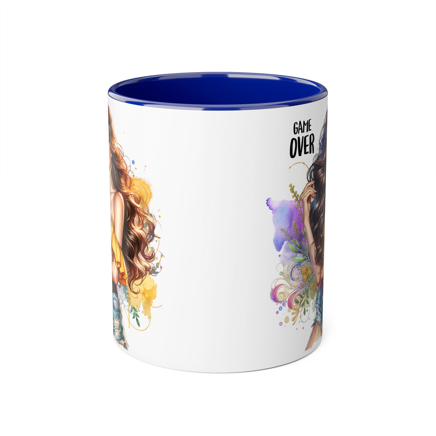 Game Over Accent Mug, 11oz Coffee Cup for Gaming Lovers, Unique Gift for Her, Fun Drinkware for Celebrations, Stylish Tea Mug