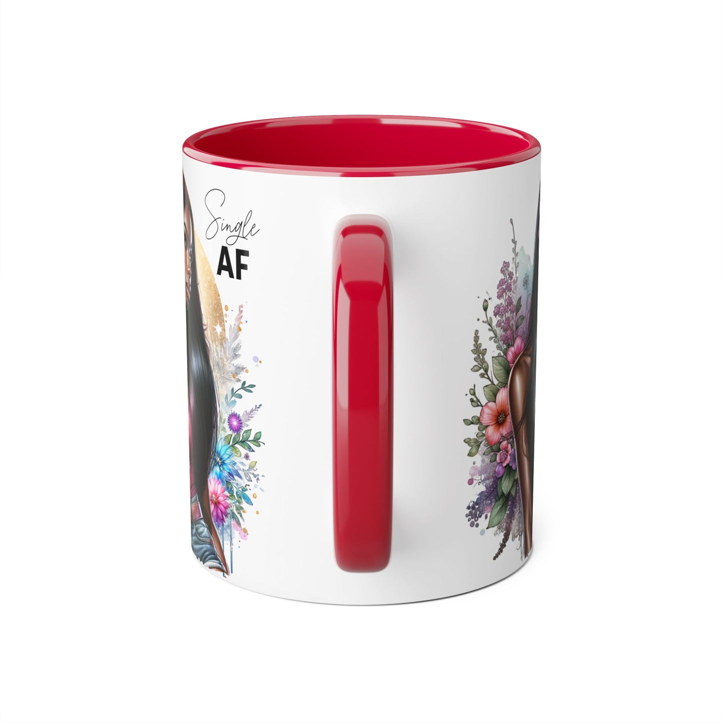 Single AF Stylish Accent Mug, Beautiful Coffee Cup, Unique Gift for Her, Trendy Drinkware, Floral Design Mug, Inspirational Sip