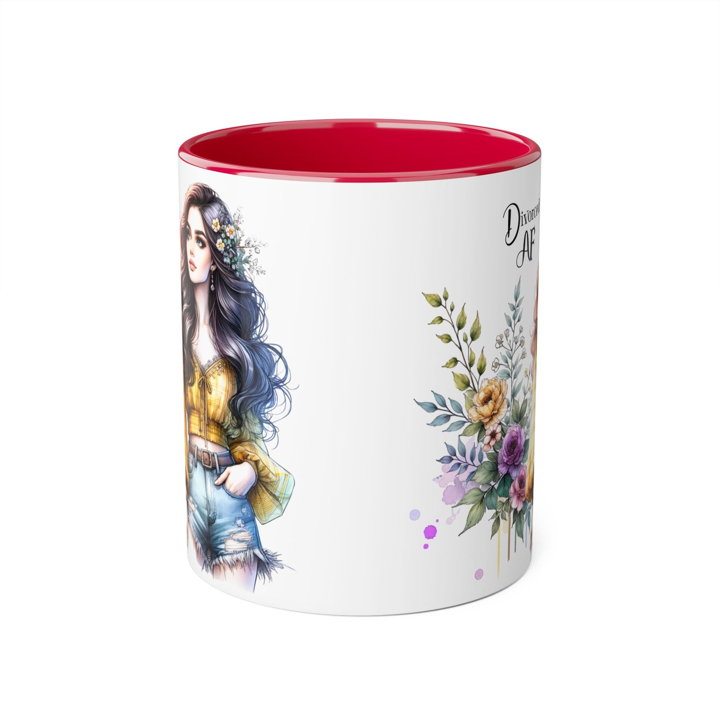 Divorced AF Accent Mug, 11oz - Inspirational Coffee Cup for Strong Women, Gift for Divorcees, Coffee Lovers, Self-Love, Empowerment