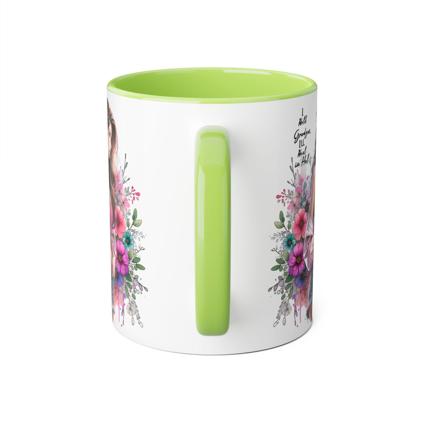 I Hold Grudges, I'll Heal in Hell Humoristic Floral Accent Mug