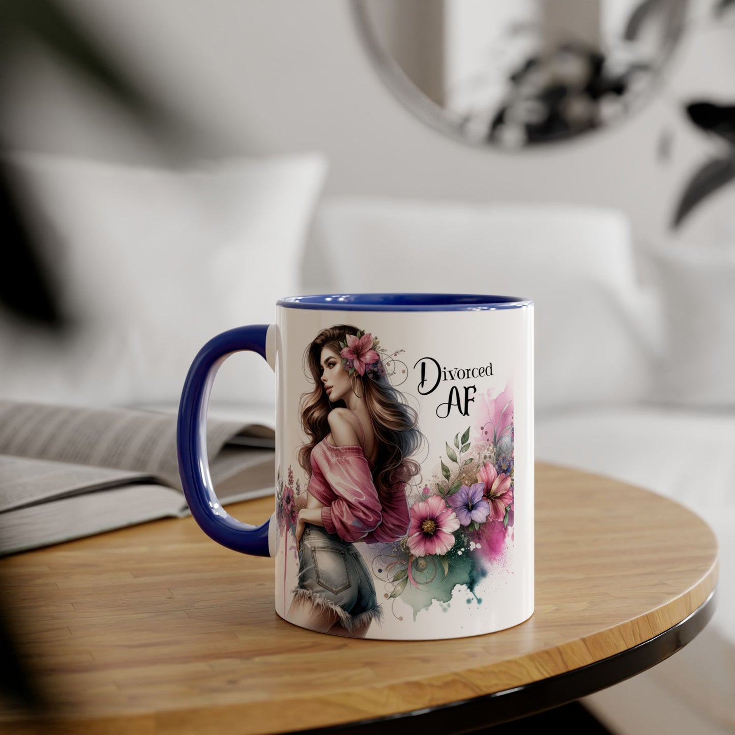 Divorced AF Accent Mug | Gift for Newly Divorced Friends | Sassy Coffee Cup | Floral Design | Unique Divorce Party Favor