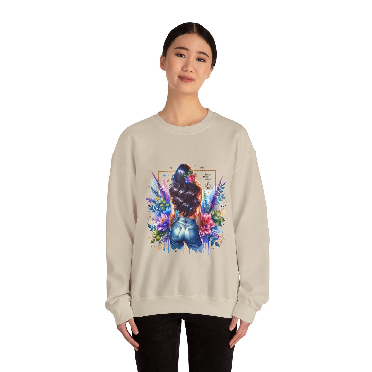 I Don`t Make Mistakes, I Just Date Them Colorful Art Sweatshirt, Stylish Crewneck, Floral Design, Unisex Apparel, Gift for Her, Cozy Fashion, Unique Artwork Sweatshirt
