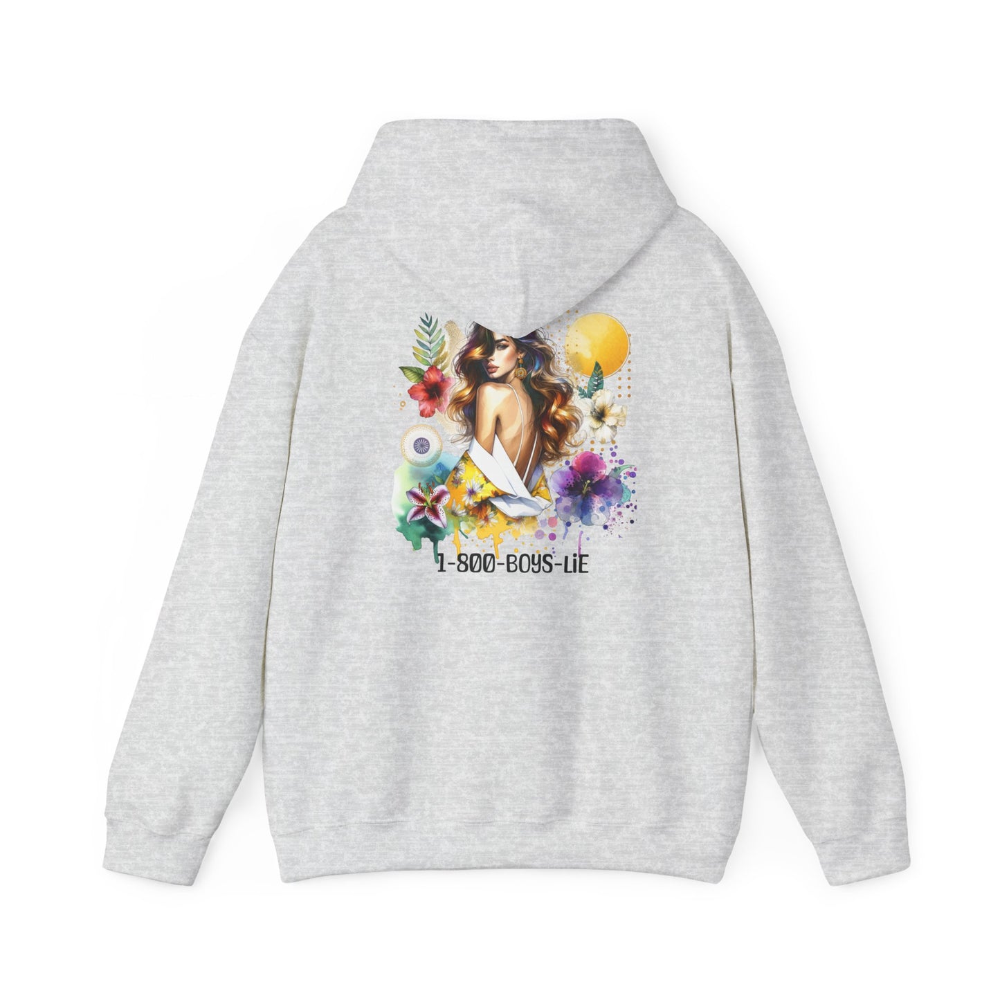 1-800-Boys-Lie Tropical Vibe Hoodie - Unisex Heavy Blend Sweatshirt for Beach Lovers, Summer Style, Gift for Her, Casual Wear, Boho Chic Fashion