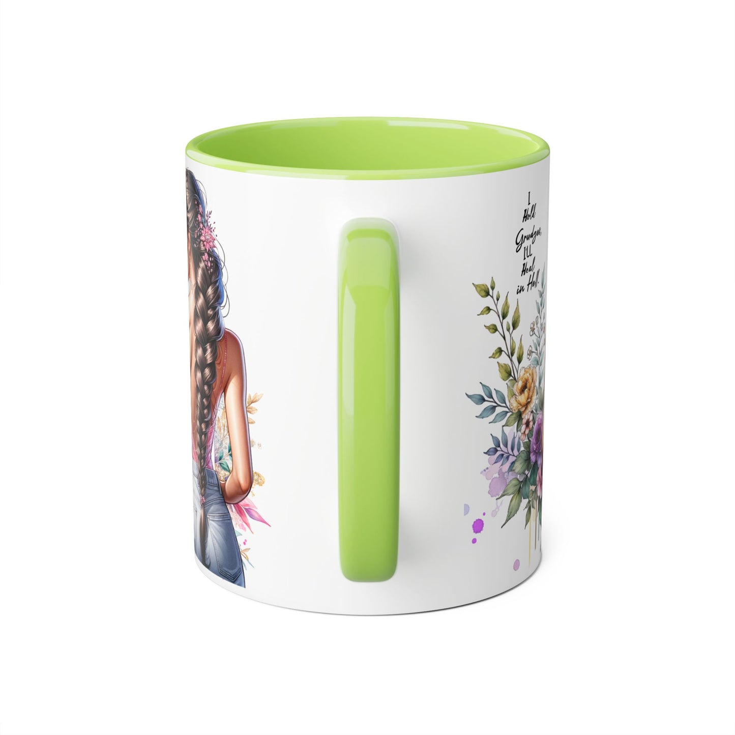I Hold Grudges, I'll Heal in Hell Humoristic Floral Inspirational Accent Mug, 11oz, Empowering Gift, Coffee Cup, Unique Tea Mug, Birthday/Anniversary/Inspirational Gift