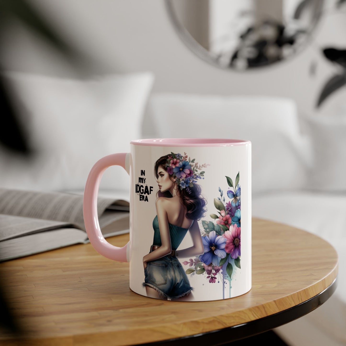 Bold Floral IDGAF Era Mug | Unique Coffee Gift | Retro Vibes | Sassy Tea Cup | Fun Home Decor | Statement Drinkware | 11oz Accent Mug