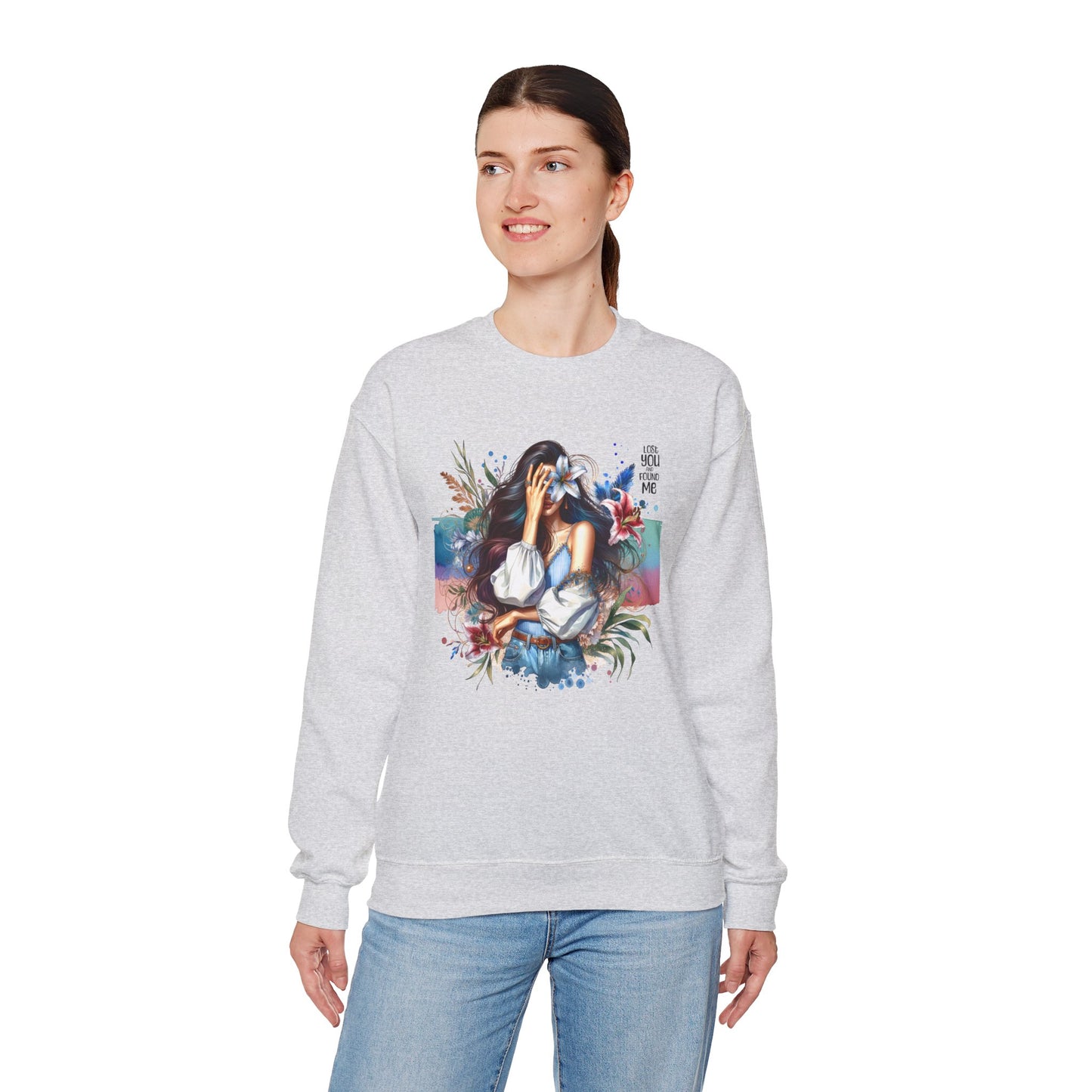 Lost You And Found Me Artistic Unisex Sweatshirt for Comfort and Style - Cozy Apparel, Gift for Her, Trendy Fashion, Relaxed Fit, Casual Wear
