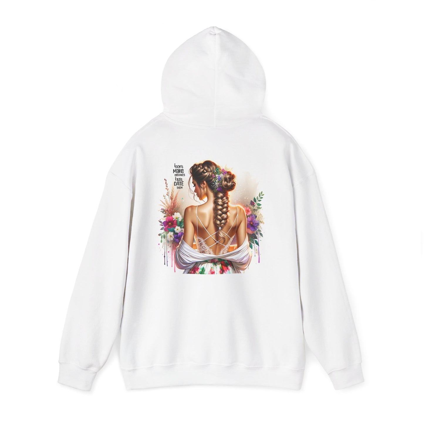 I Don`t Make Mistake, I Just Date Them Floral Tattoo Art Hoodie, Cozy Pullover, Gift for Her, Casual Lounge Wear, Perfect for Holidays & Celebrations
