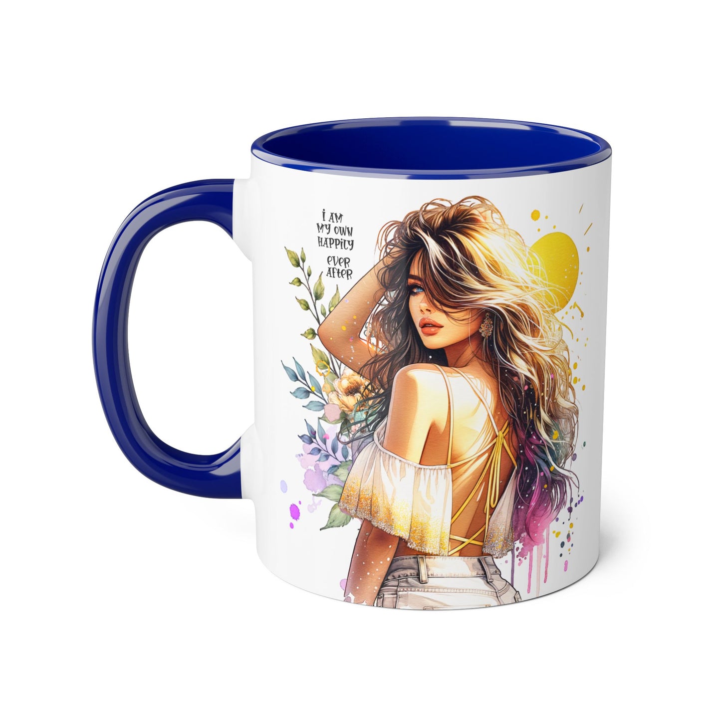 Inspirational Floral Accent Mug - "I Am My Own Happily Ever After " - 11oz