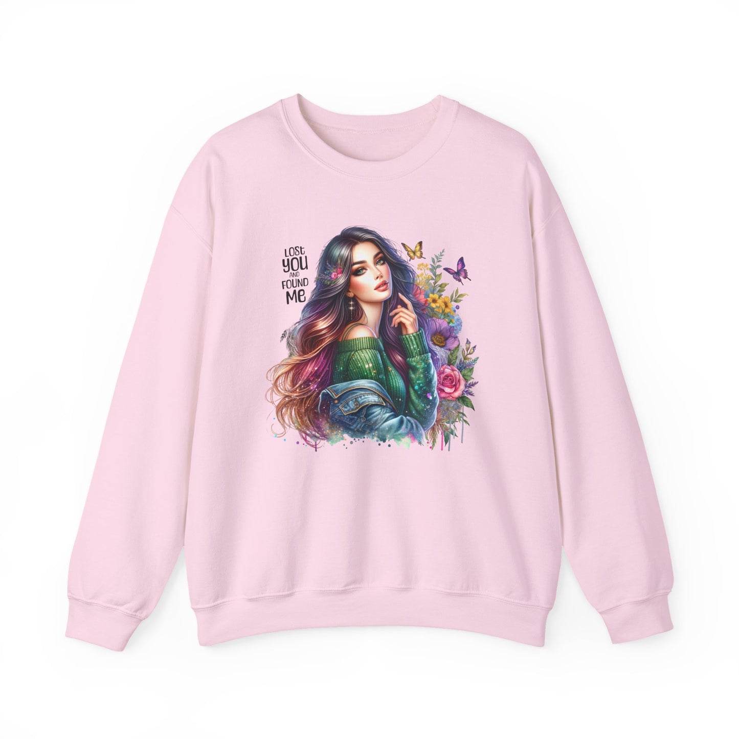 Lost You And Found Me Bohemian Floral Crewneck Sweatshirt, Cozy Graphic Sweatshirt, Gift for Her, Unique Art Pullover, Spring Fashion Crew