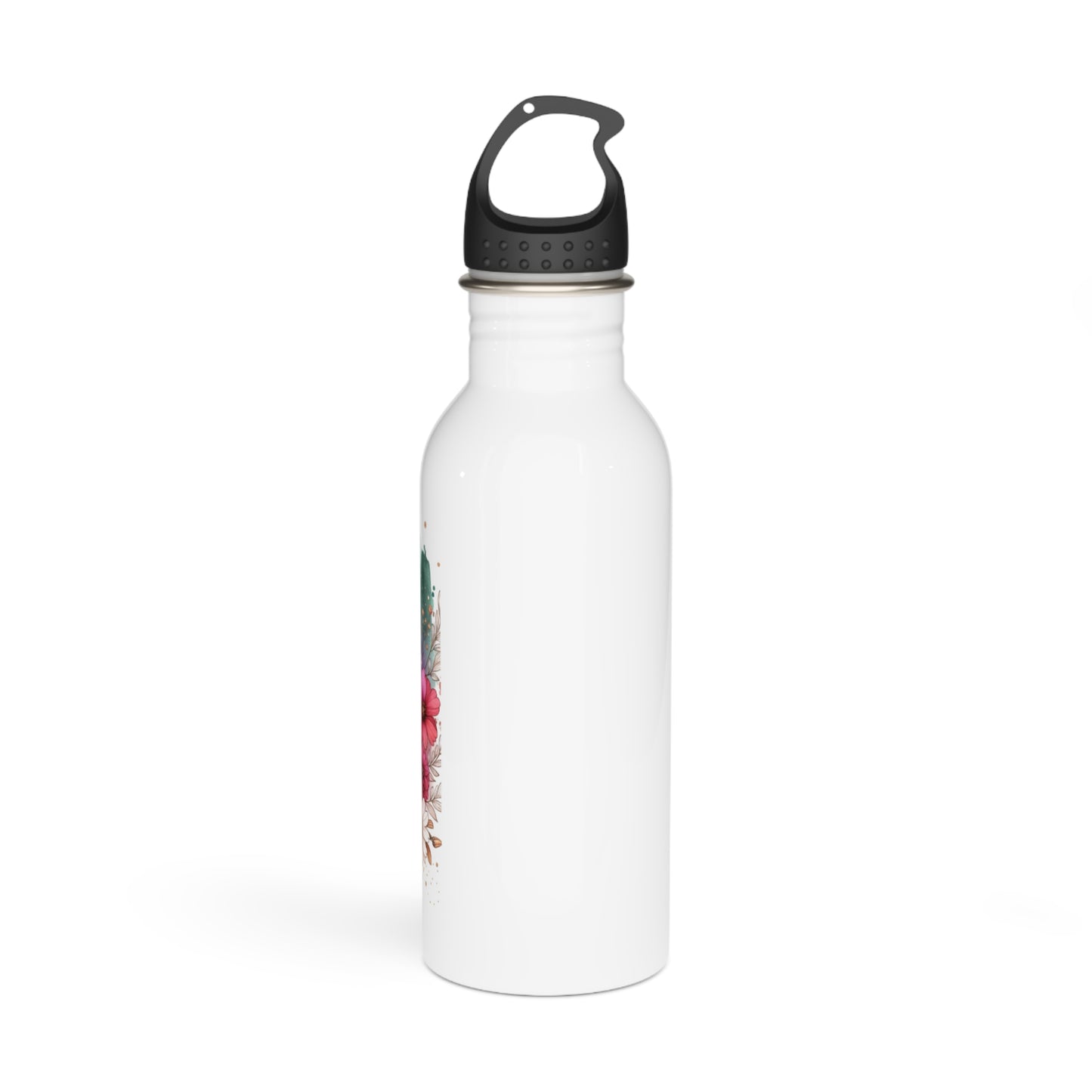 I Am My Own Happily Ever After Inspirational Floral Stainless Steel Water Bottle | Unique Artwork & Positive Quote