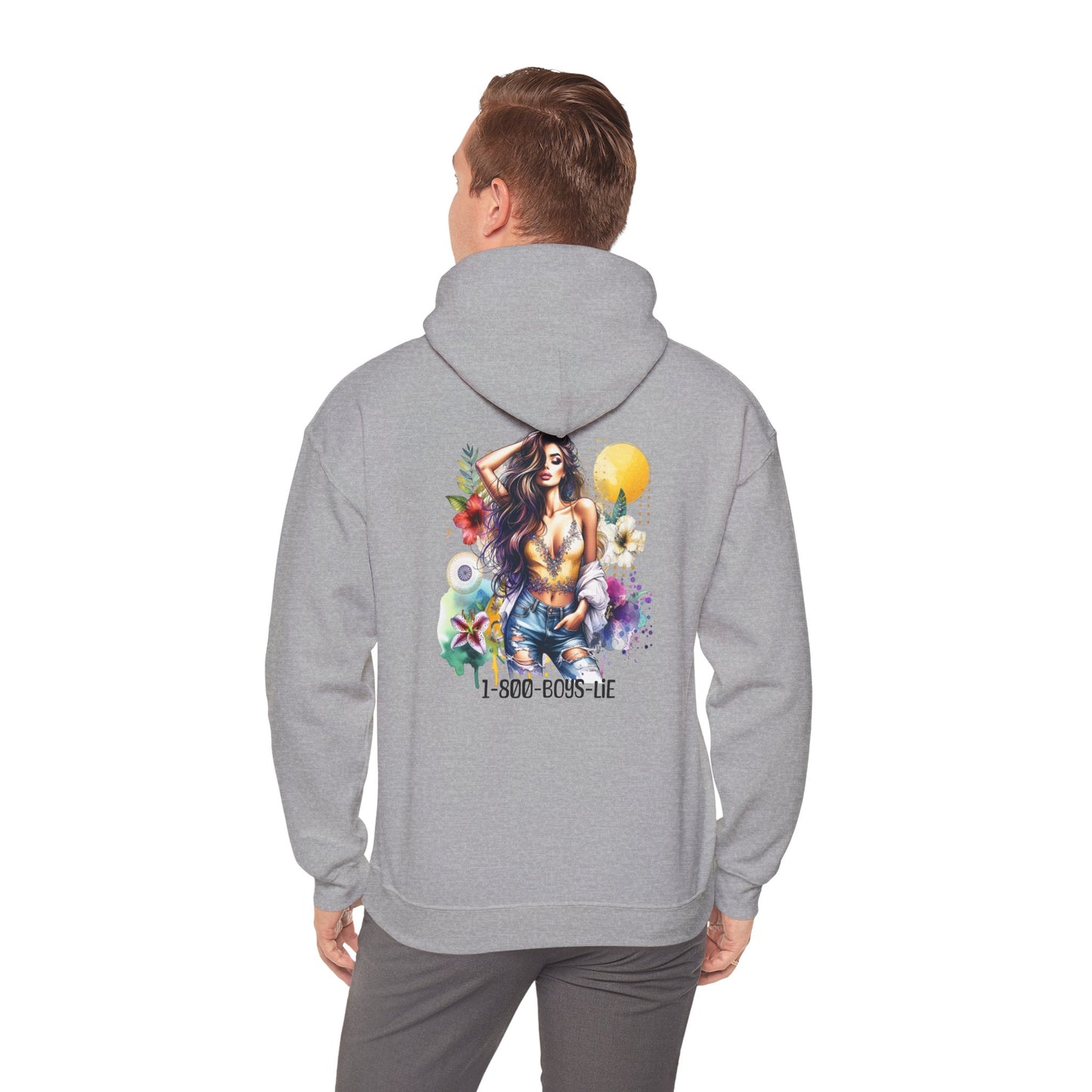 1-800-Boys-Lie Vibrant Floral Sweatshirt for Free Spirits, Comfortable Hoodie, Great for Spring, Casual Wear, Gift for Friends