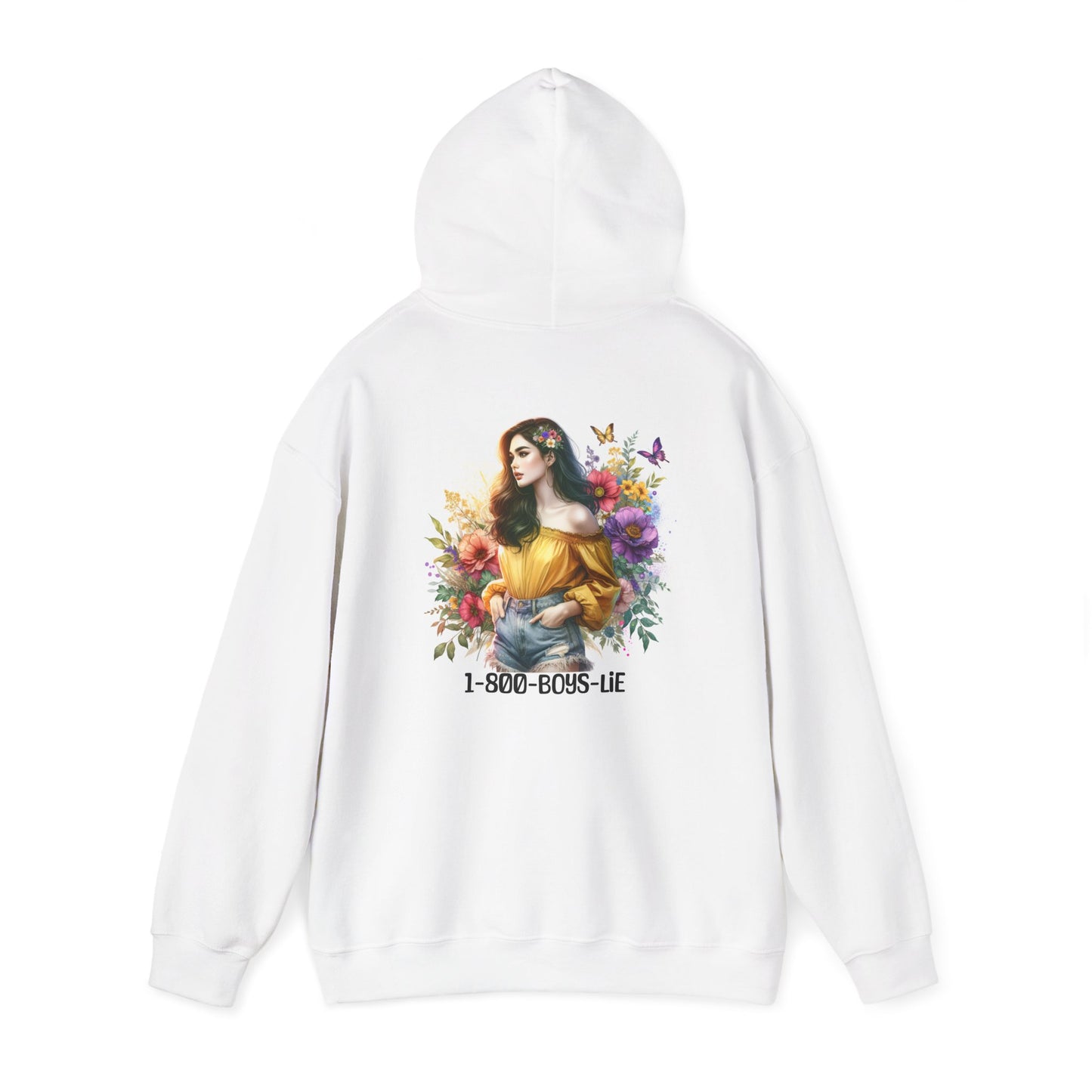 1-800-Boys-Lie Floral Graphic Hoodie, Stylish Unisex Sweatshirt, Trendy Streetwear, Gift for Her, Casual Outfit, Everyday Comfort, Unique Statement Pieces