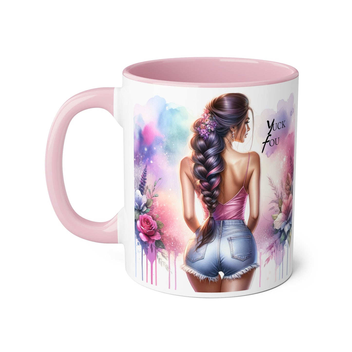 Colorful Floral Accent Mug | Yuck Fou Coffee Cup | Unique Gift for Her, Inspirational Drinkware, Fun Tea Mug, Motivational Gift