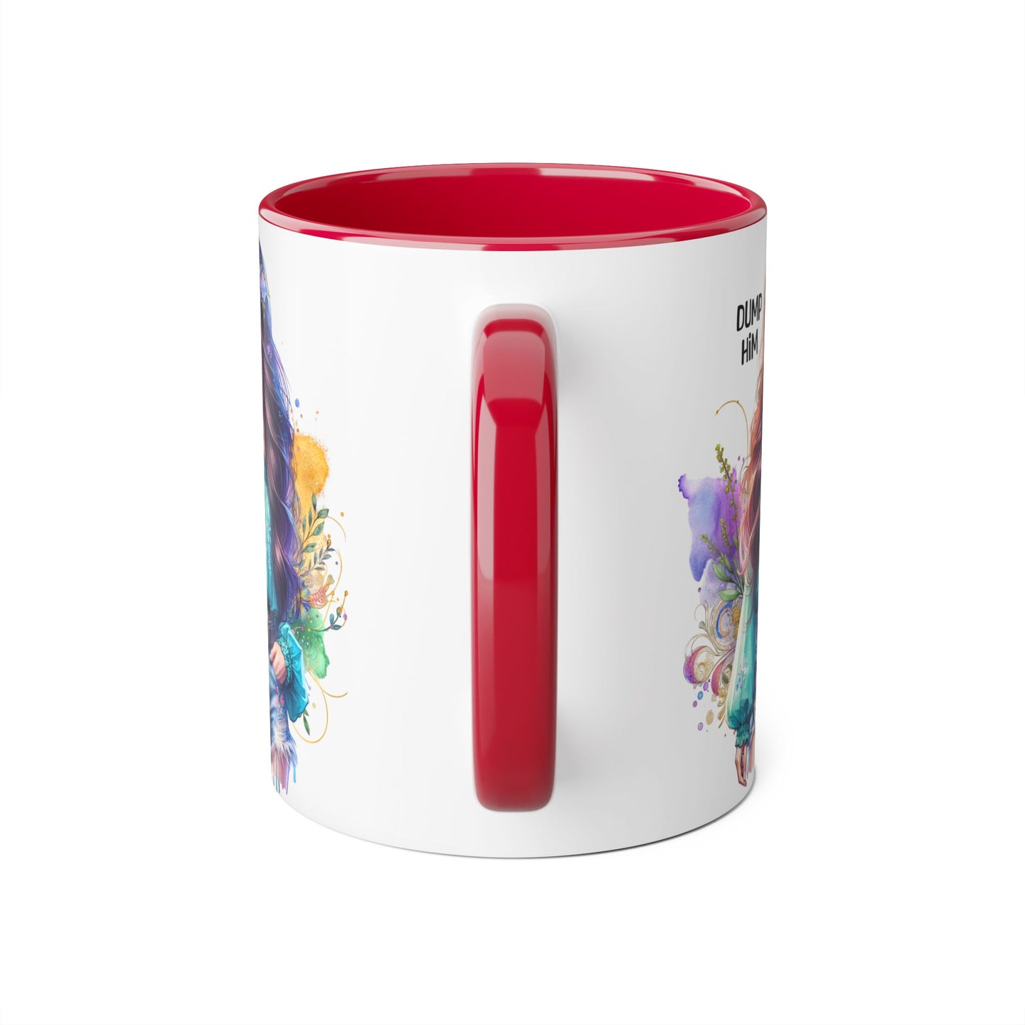Colorful Dump Him Accent Mug, Inspirational Coffee Cup, Gift for Friends, Motivational Tea Mug, Fun Art Ceramic Cup